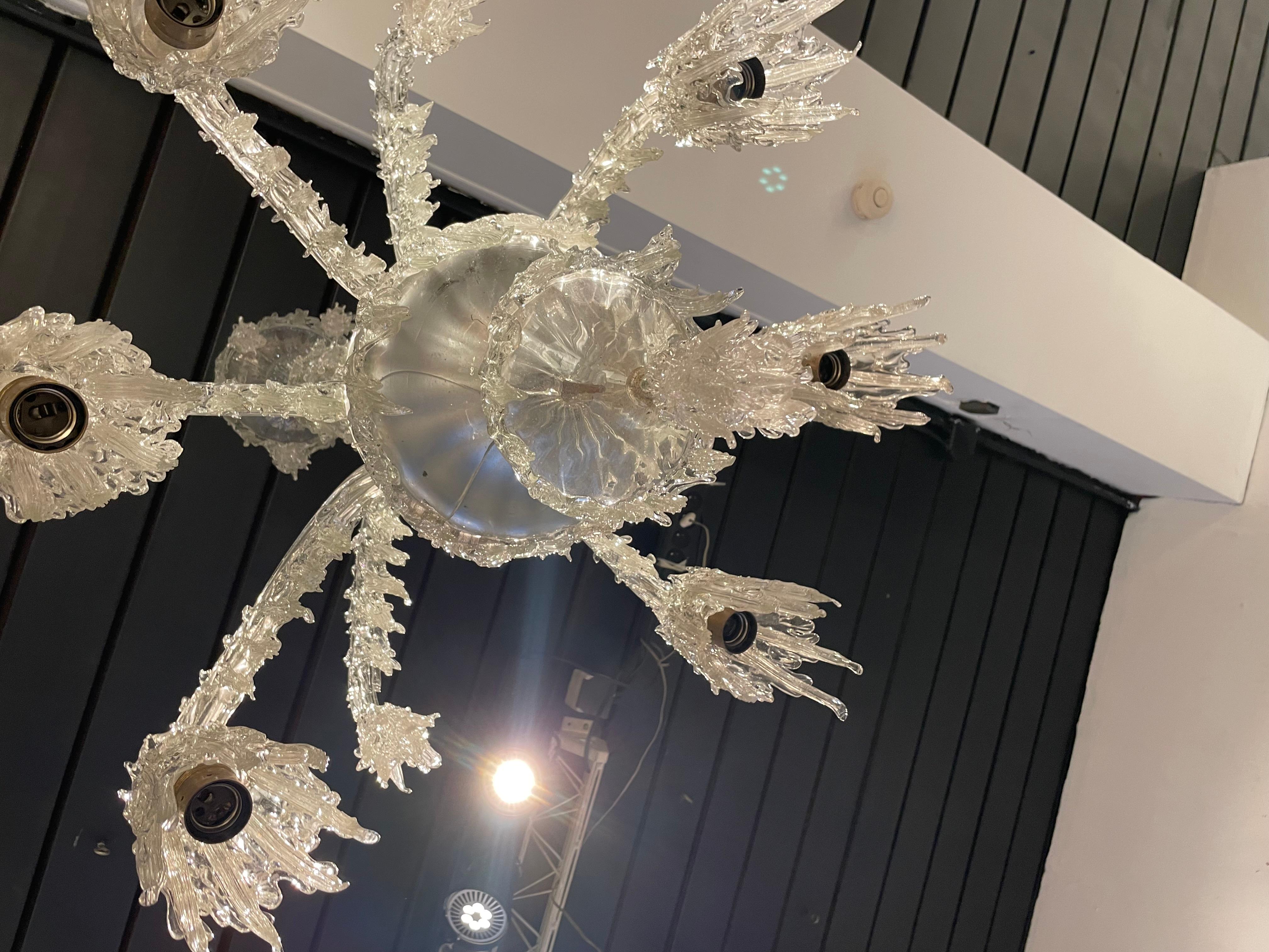 Spectaculaire lustre «talactite » de Murano attribué à Barovier - Italie 1940. en vente 1