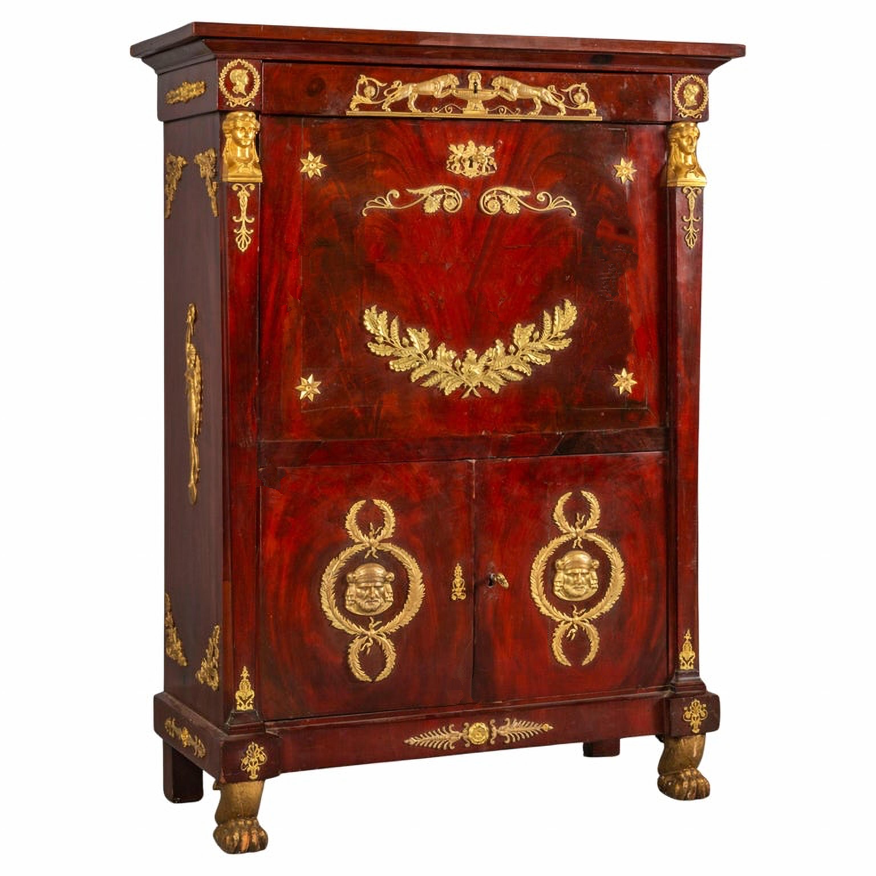Espectacular Secretaire Imperio Napoleón III Siglo XIX  RESTAURADO Caoba en venta
