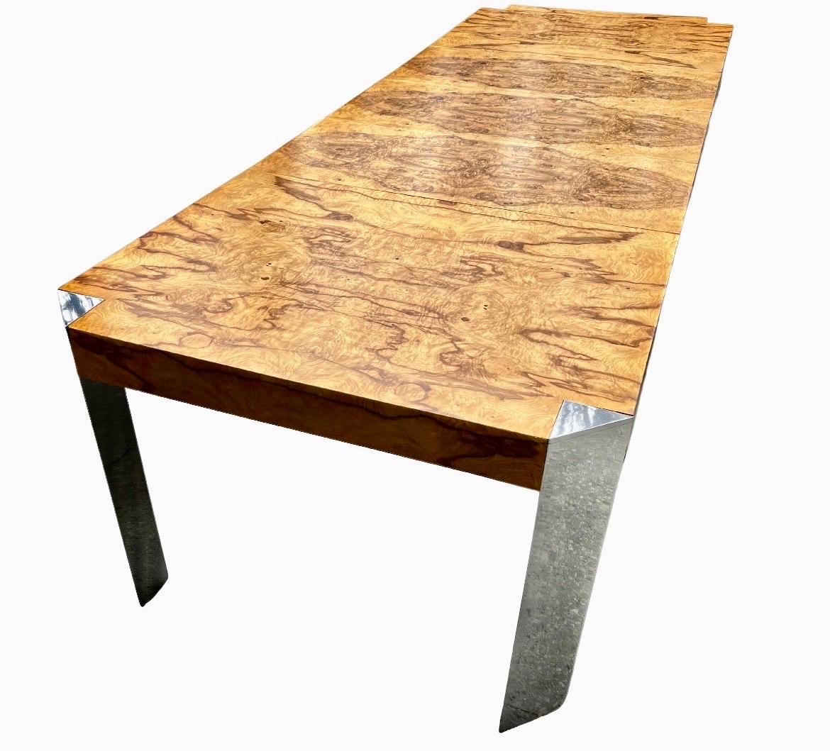Spectacular Olivewood Butterfly Patterned Dining Table by Sprunger for Dunbar For Sale 11
