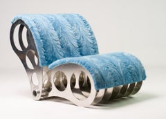 Spectacular One-Off Aluminium Chair in Baby Blue Mink