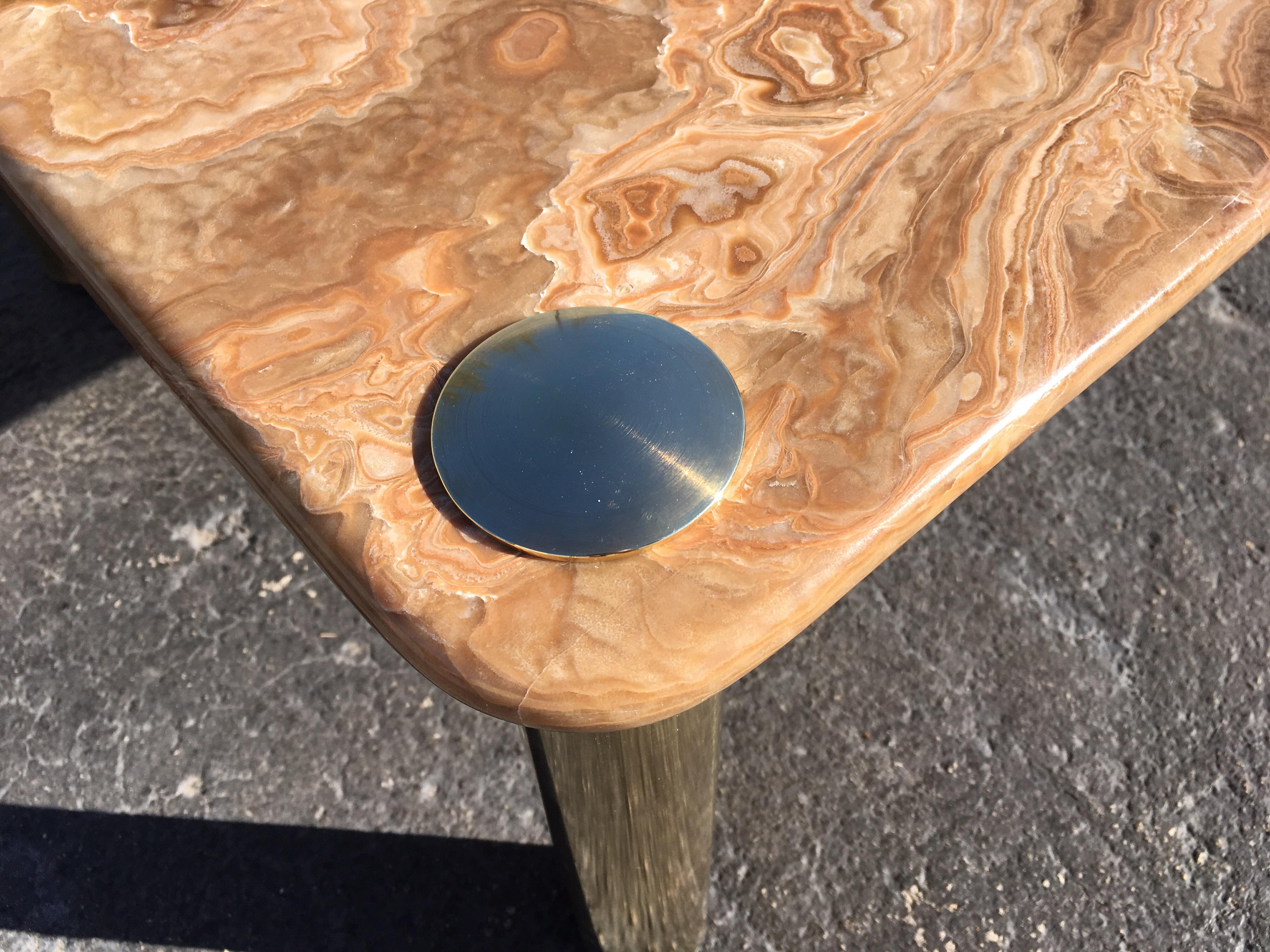 Spectacular Onyx and Brass Coffee Table, Italy, Midcentury 5