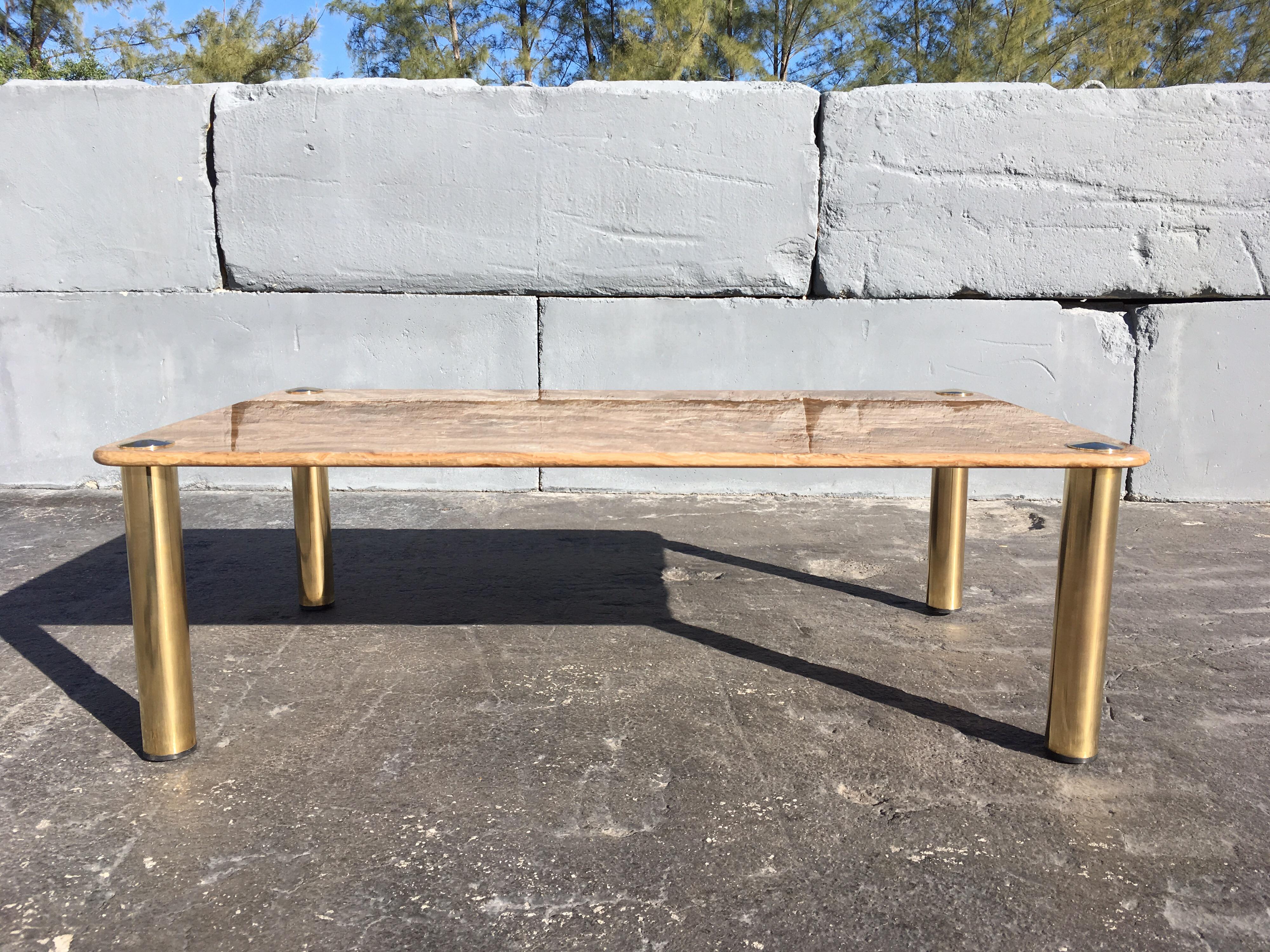 Spectacular Onyx and Brass Coffee Table, Italy, Midcentury 11