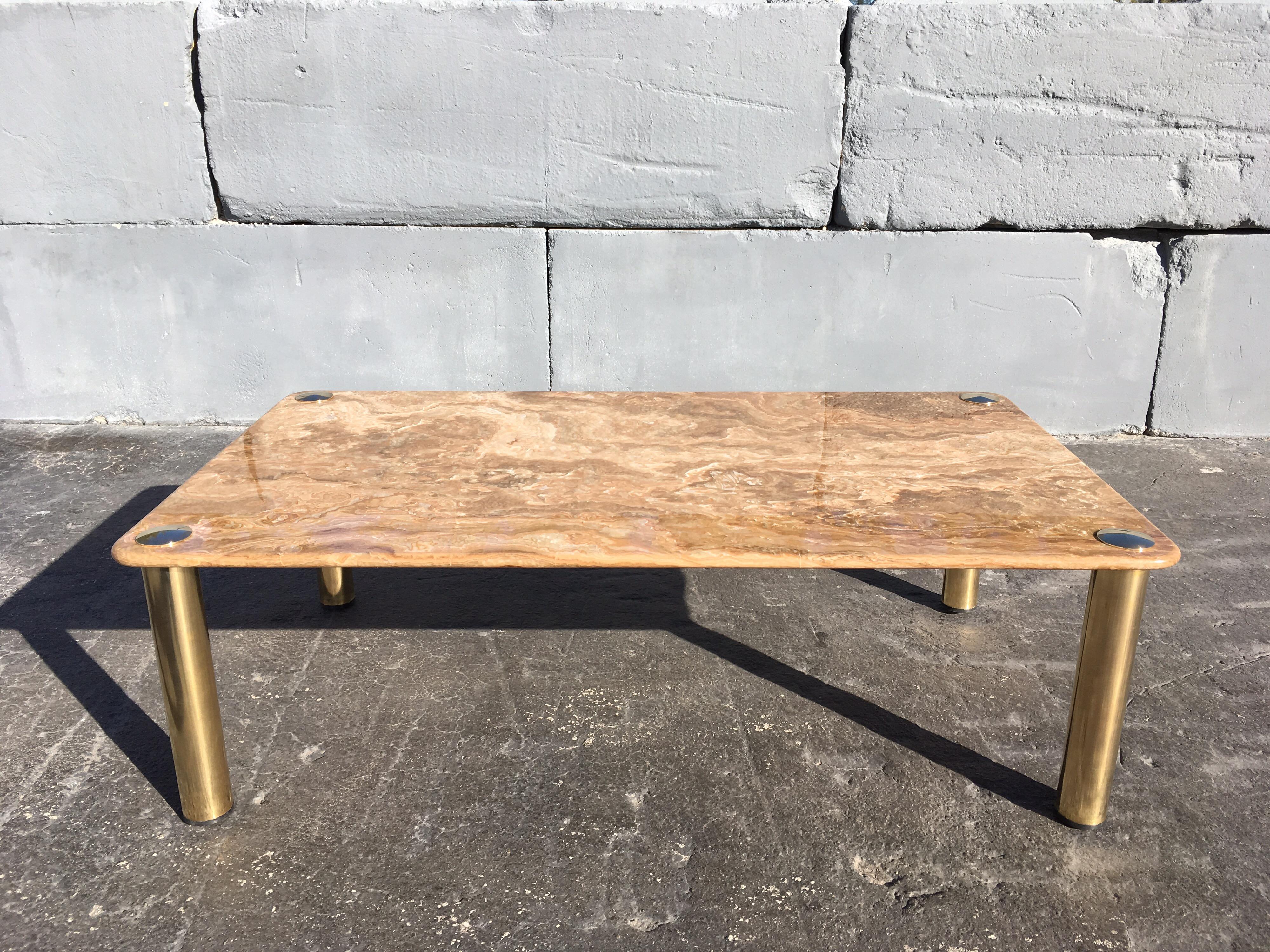 Spectacular Onyx and Brass Coffee Table, Italy, Midcentury 12