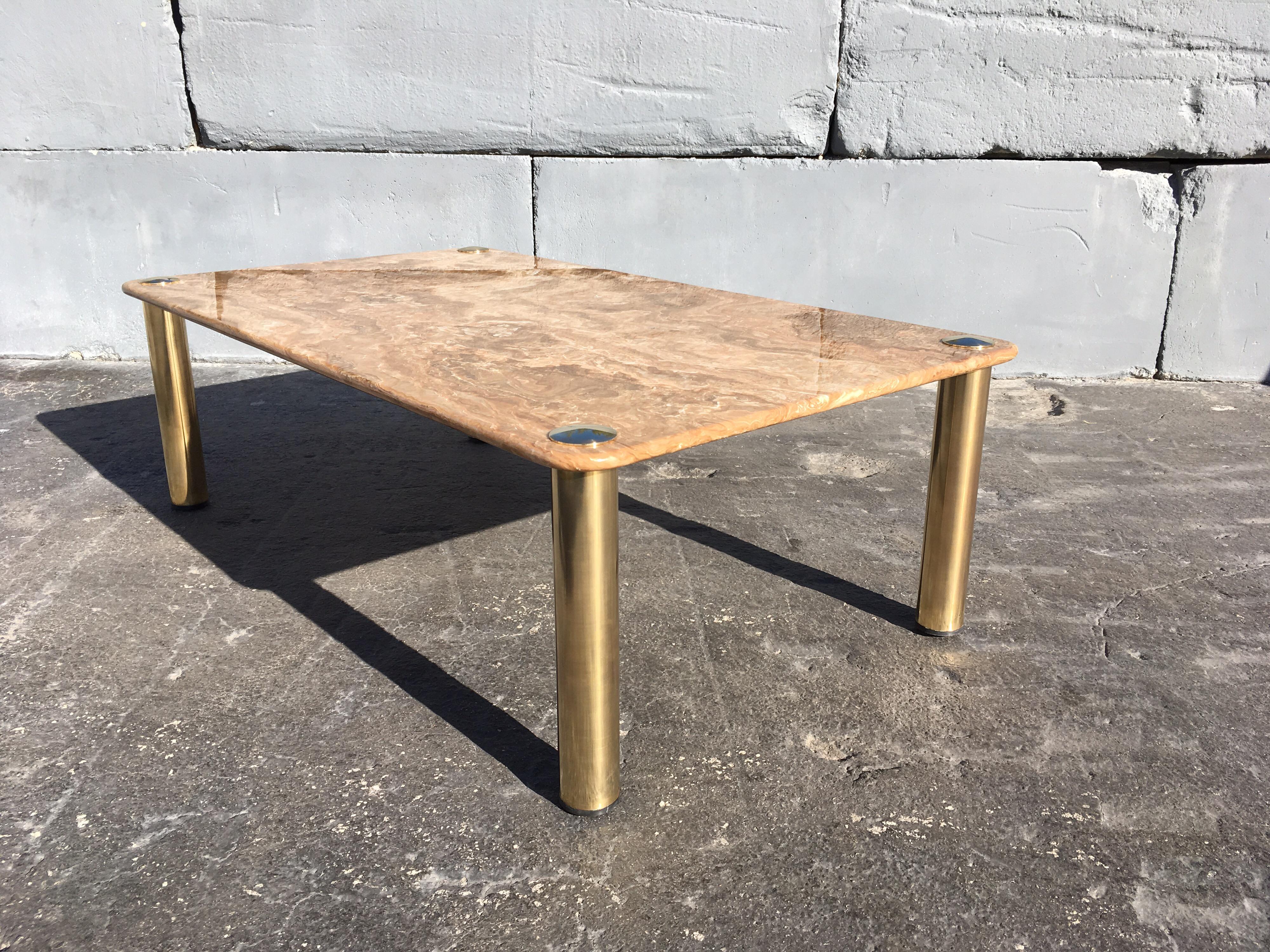 Spectacular Onyx and Brass Coffee Table, Italy, Midcentury 2
