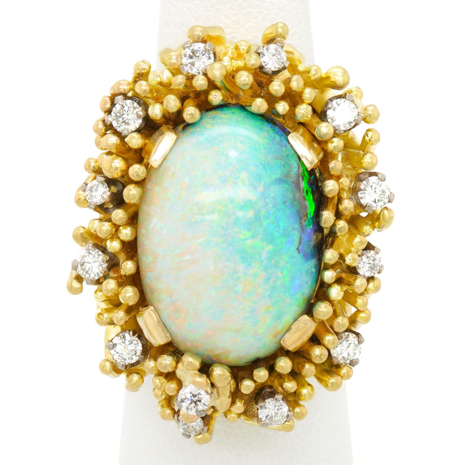 Spectacular Organo-Chic Opal Ring c1960s 5