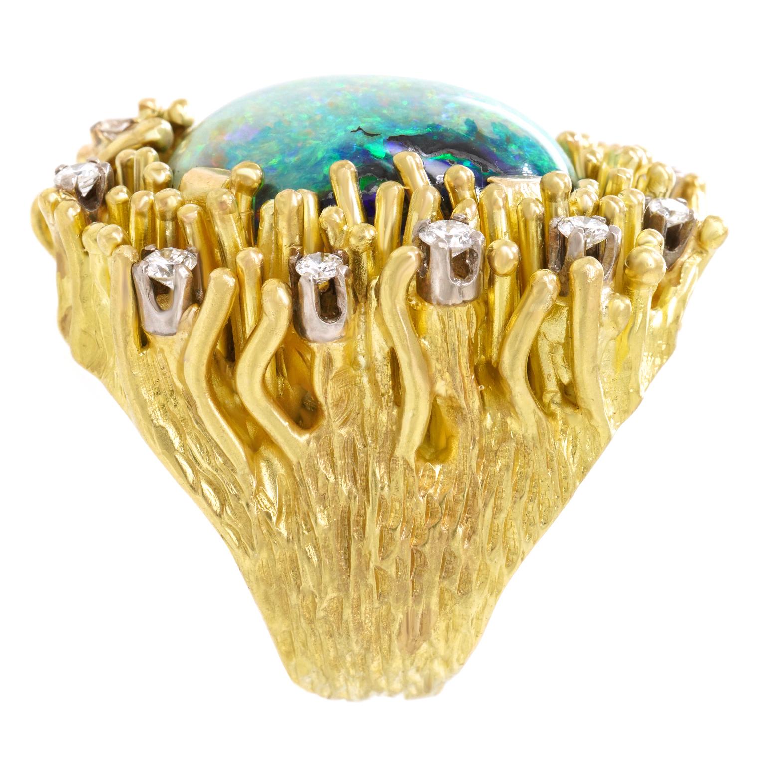 Spectacular Organo-Chic Opal Ring c1960s 2
