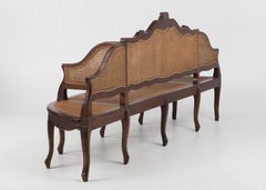 Spectacular Ornately Carved and Caned 3 Section Bench Settee Loveseat