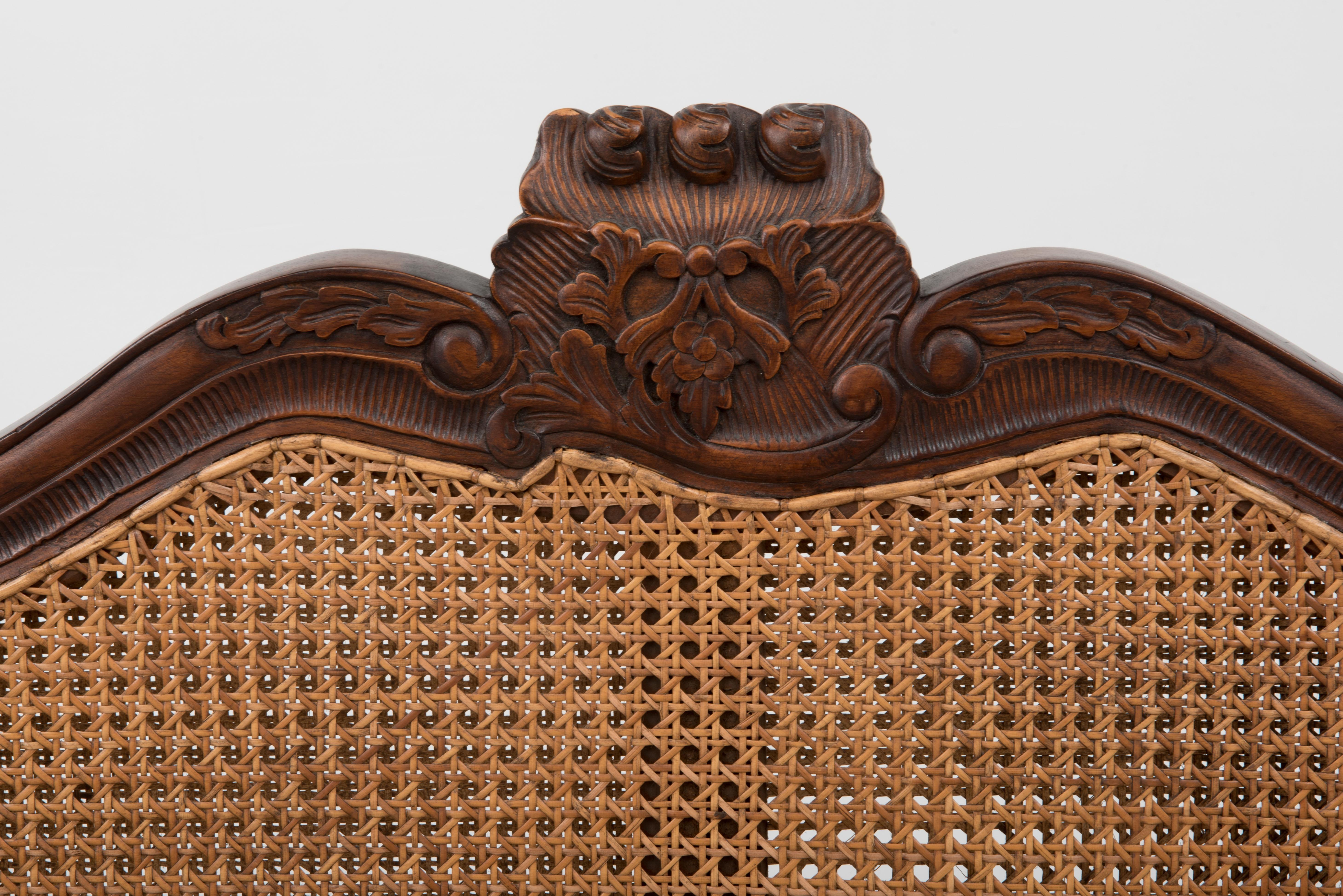 Late 20th Century Spectacular Ornately Carved and Caned 3 Section Bench Settee Loveseat