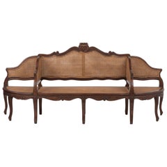 Spectacular Ornately Carved and Caned 3 Section Bench Settee Loveseat