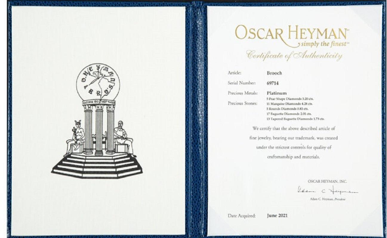 Spectaculaire broche Oscar Heyman en platine à double clip en diamants Pour femmes en vente