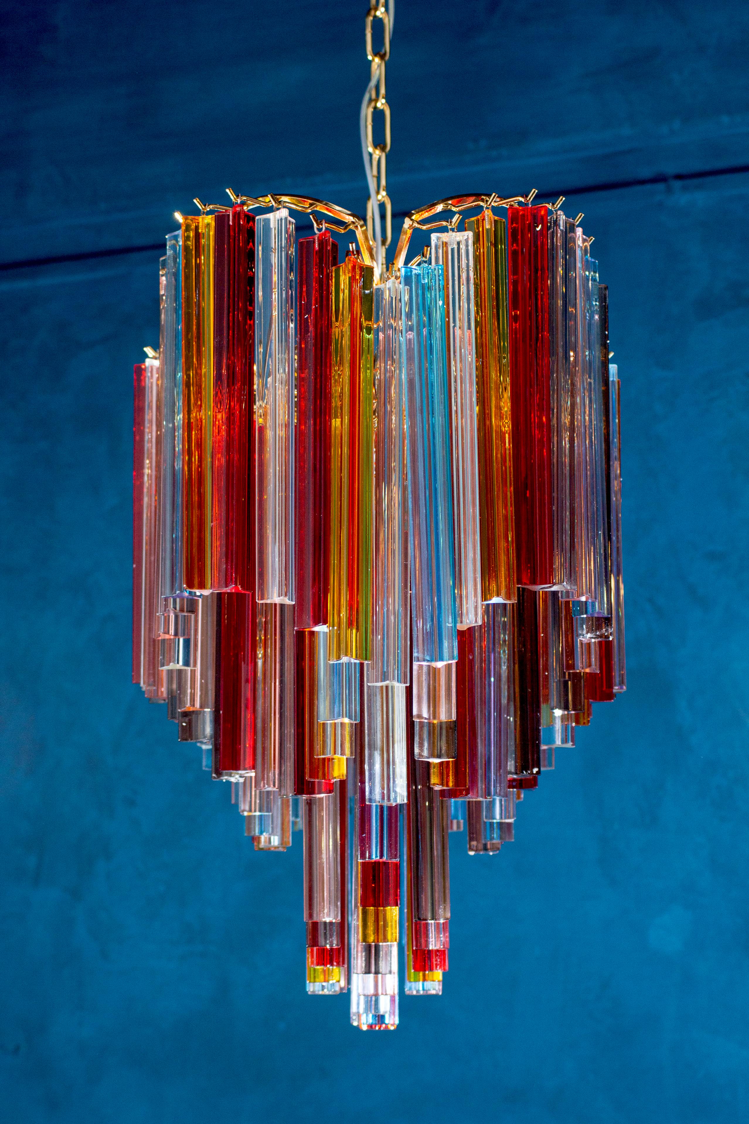 Spectacular Oval Shaped Multi-Color Triedi Murano Glass Chandelier For Sale 4