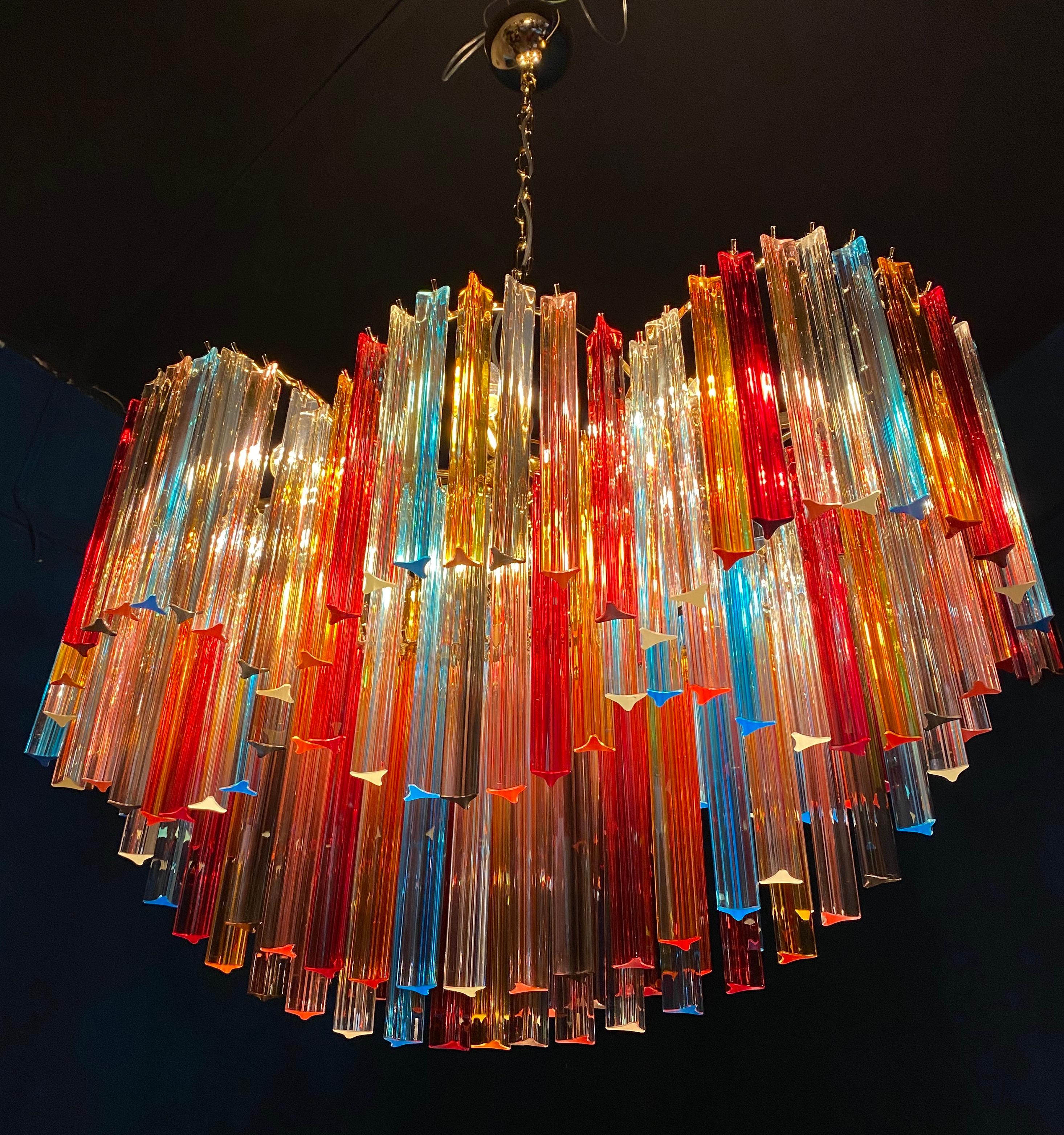 Spectacular Oval Shaped Multi-Color Triedi Murano Glass Chandelier For Sale 5