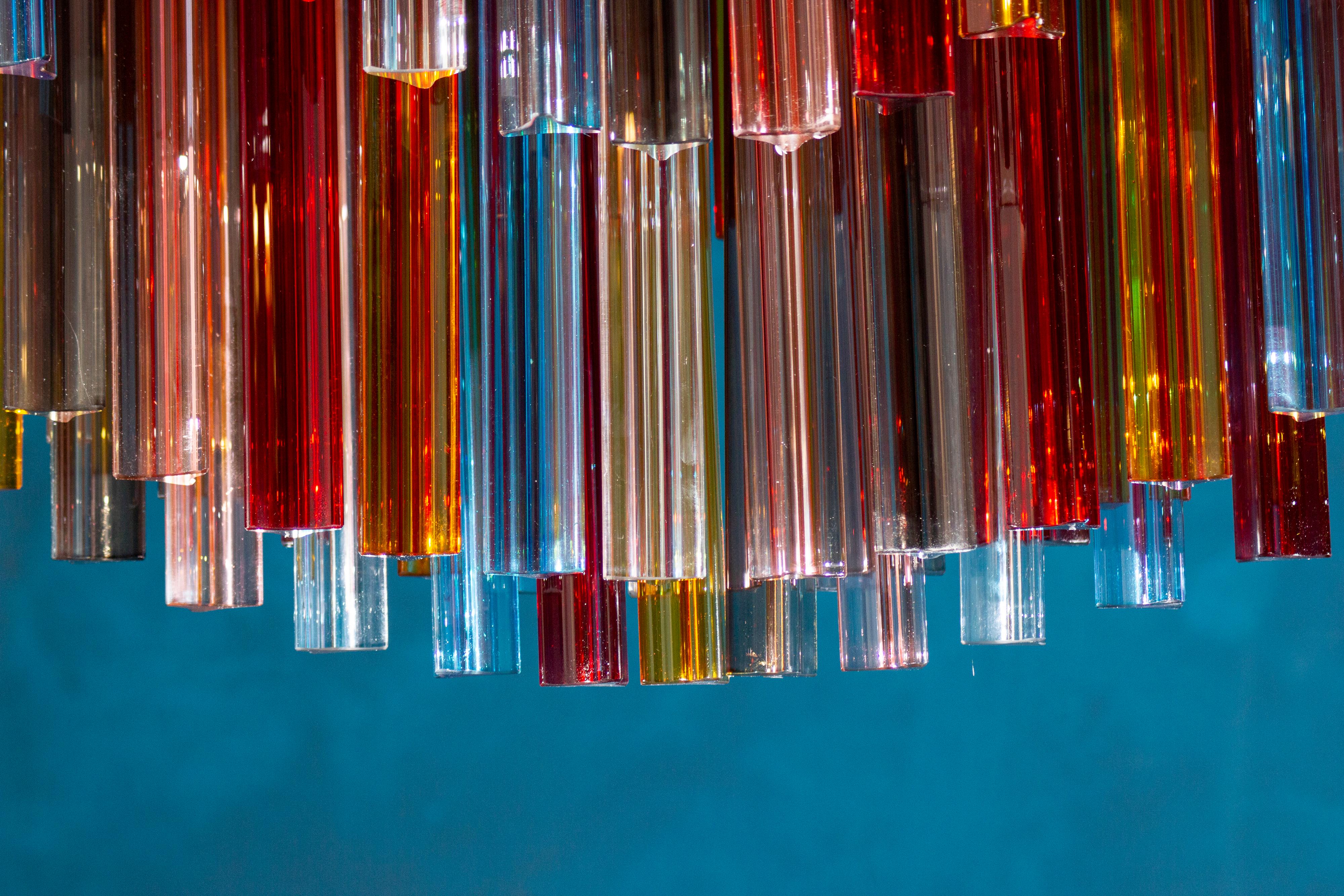 Spettacolare lampadario ovale multicolore in vetro di Murano Triedi in vendita 7