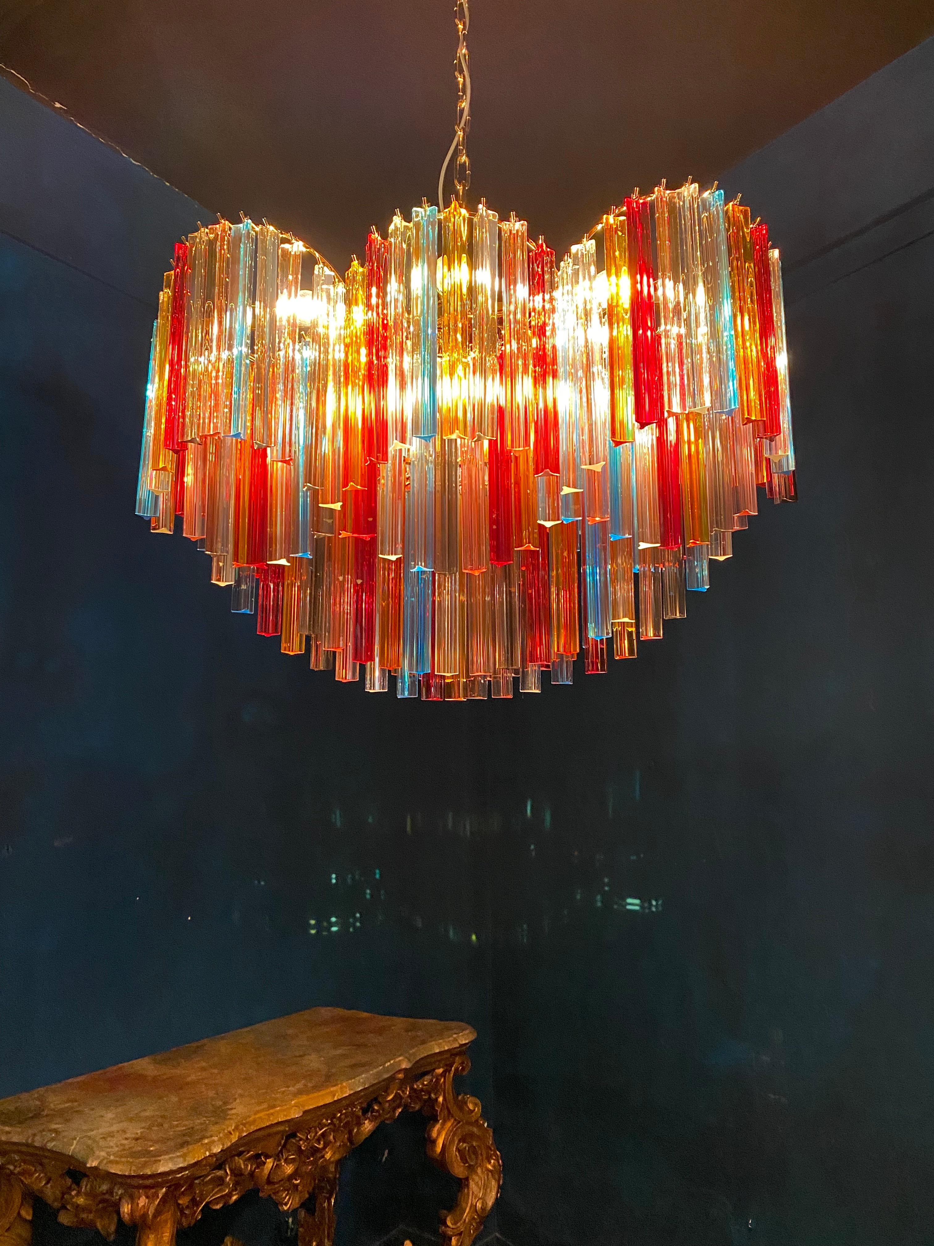 Spectacular Oval Shaped Multi-Color Triedi Murano Glass Chandelier For Sale 2