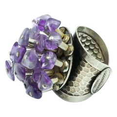 Paco Rabanne, spectaculaire bague vintage en améthyste violette, c.1980-90