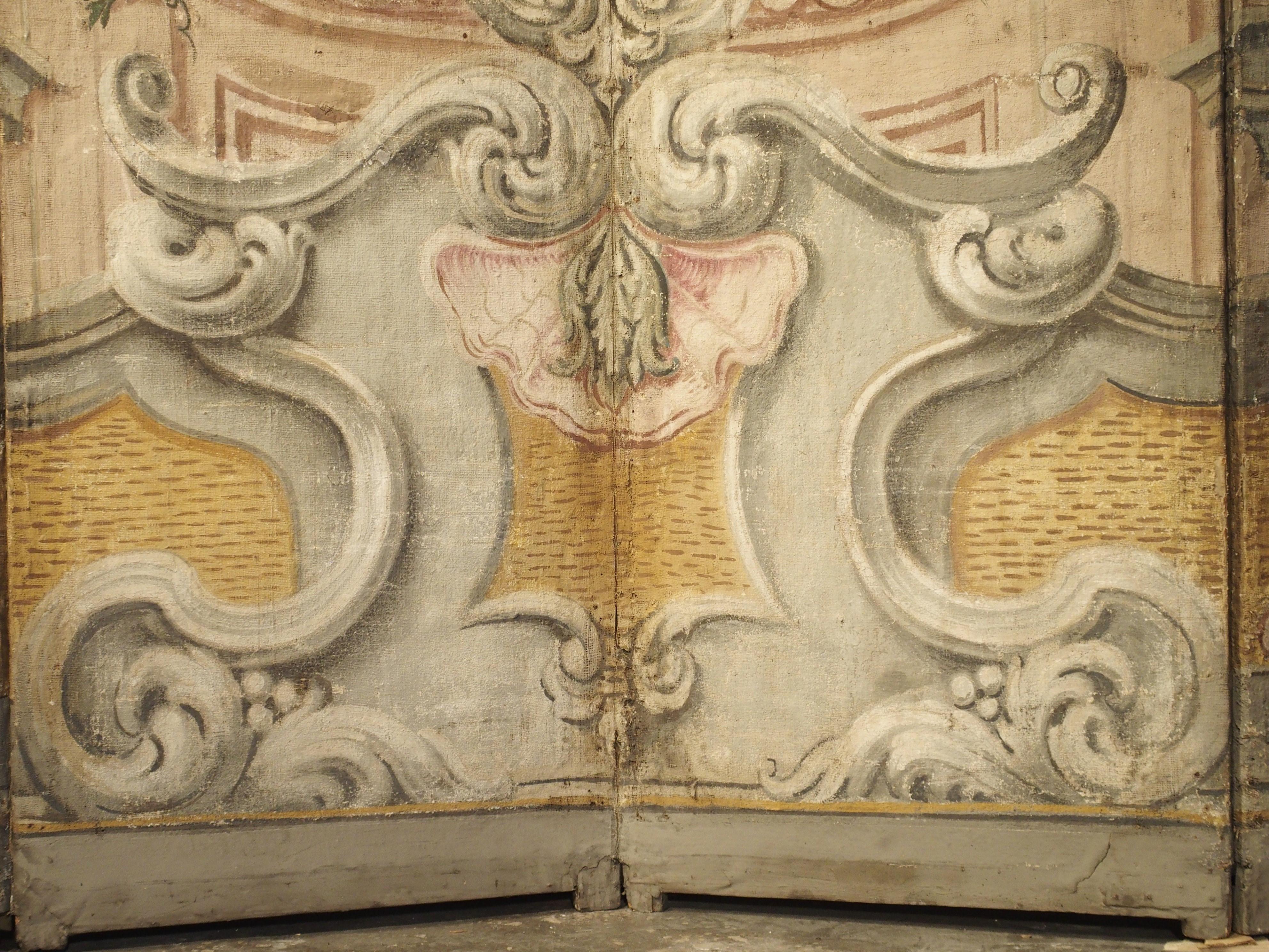 Spektakulärer bemalter sechsteiliger Wappen-Barockschirm mit Wappen aus Italien, um 1700 im Angebot 4