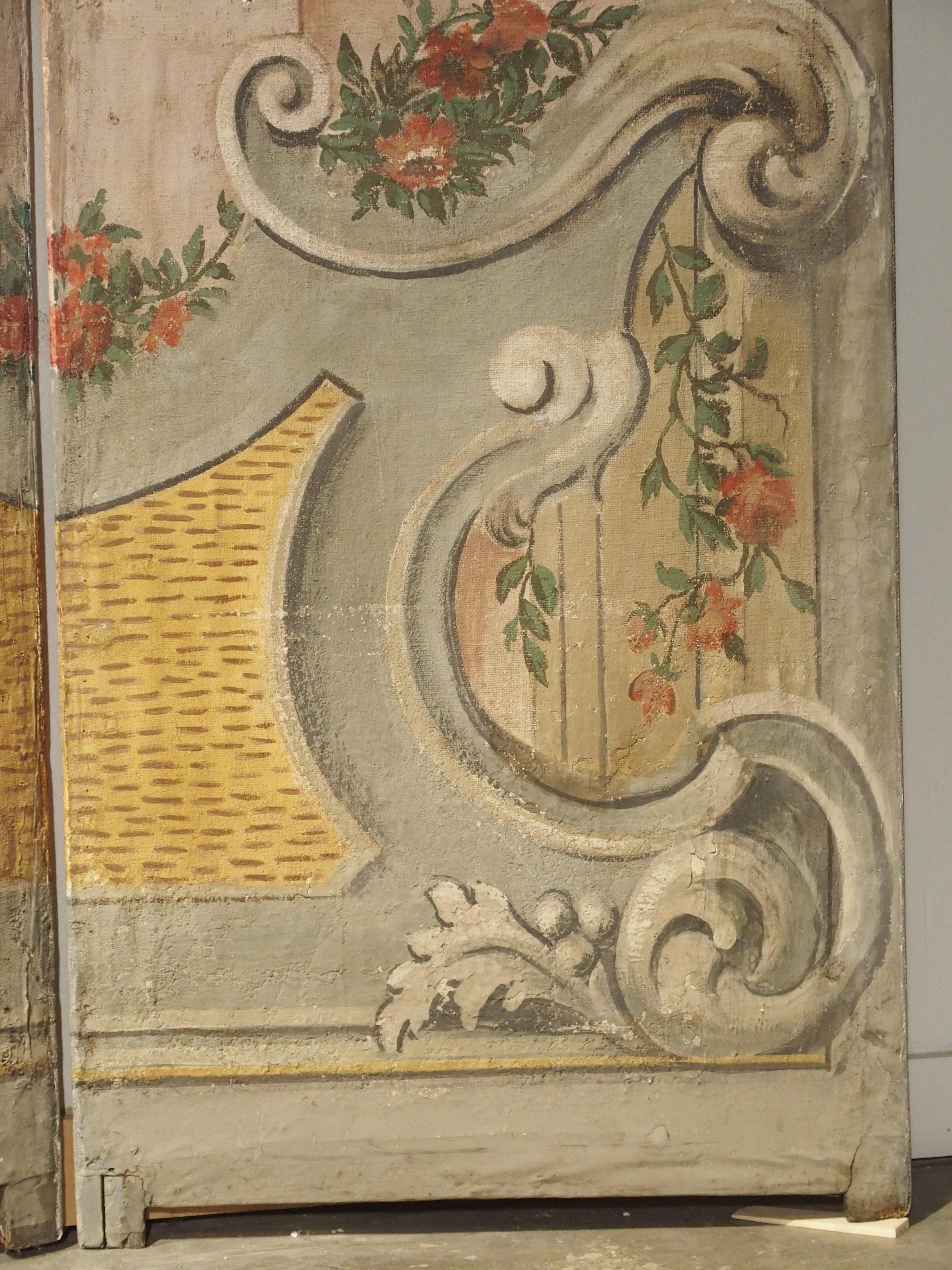 Spektakulärer bemalter sechsteiliger Wappen-Barockschirm mit Wappen aus Italien, um 1700 im Angebot 7