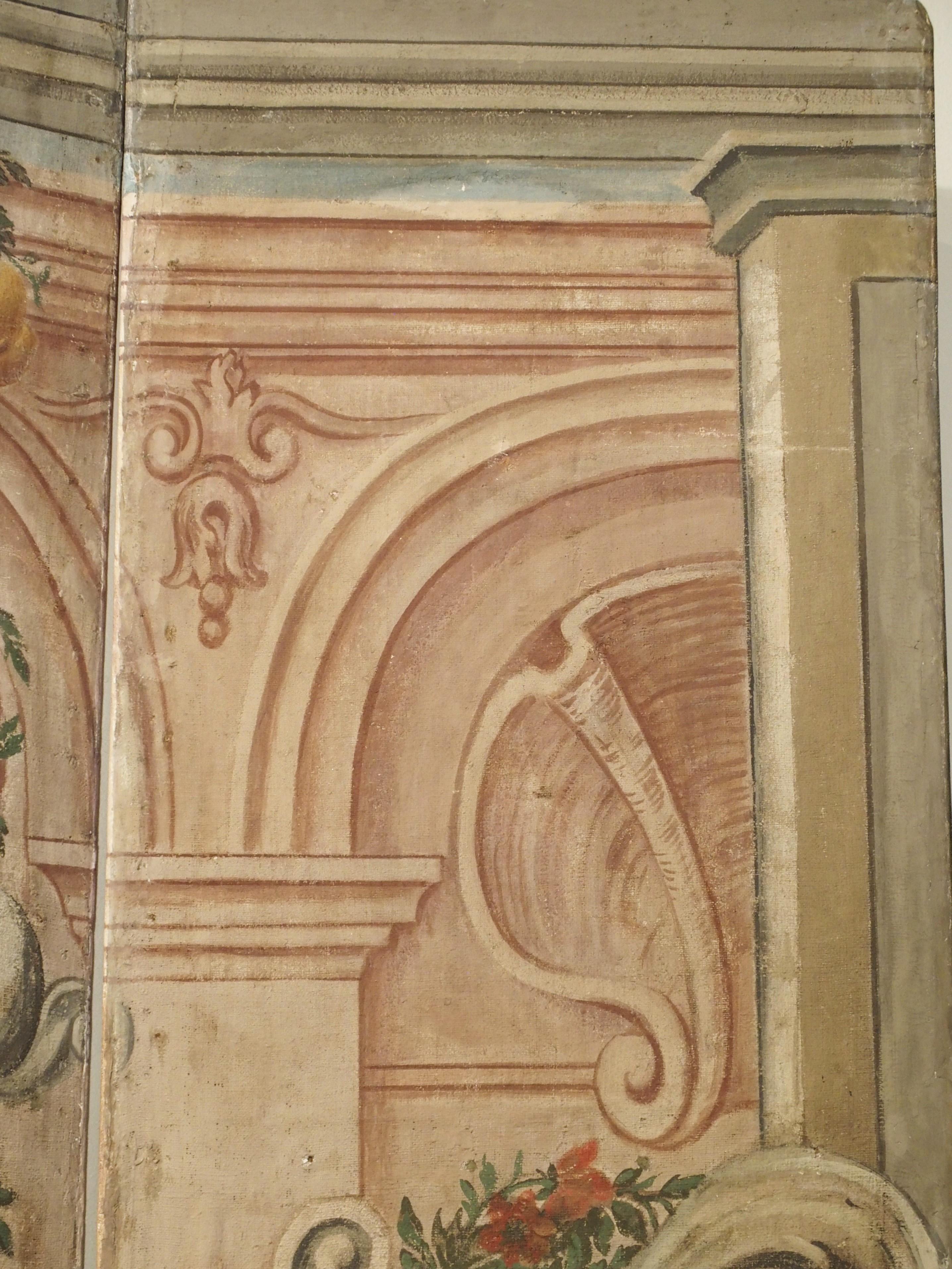 Spectaculaire paravent baroque peint à six panneaux d'Italie, vers 1700 en vente 7