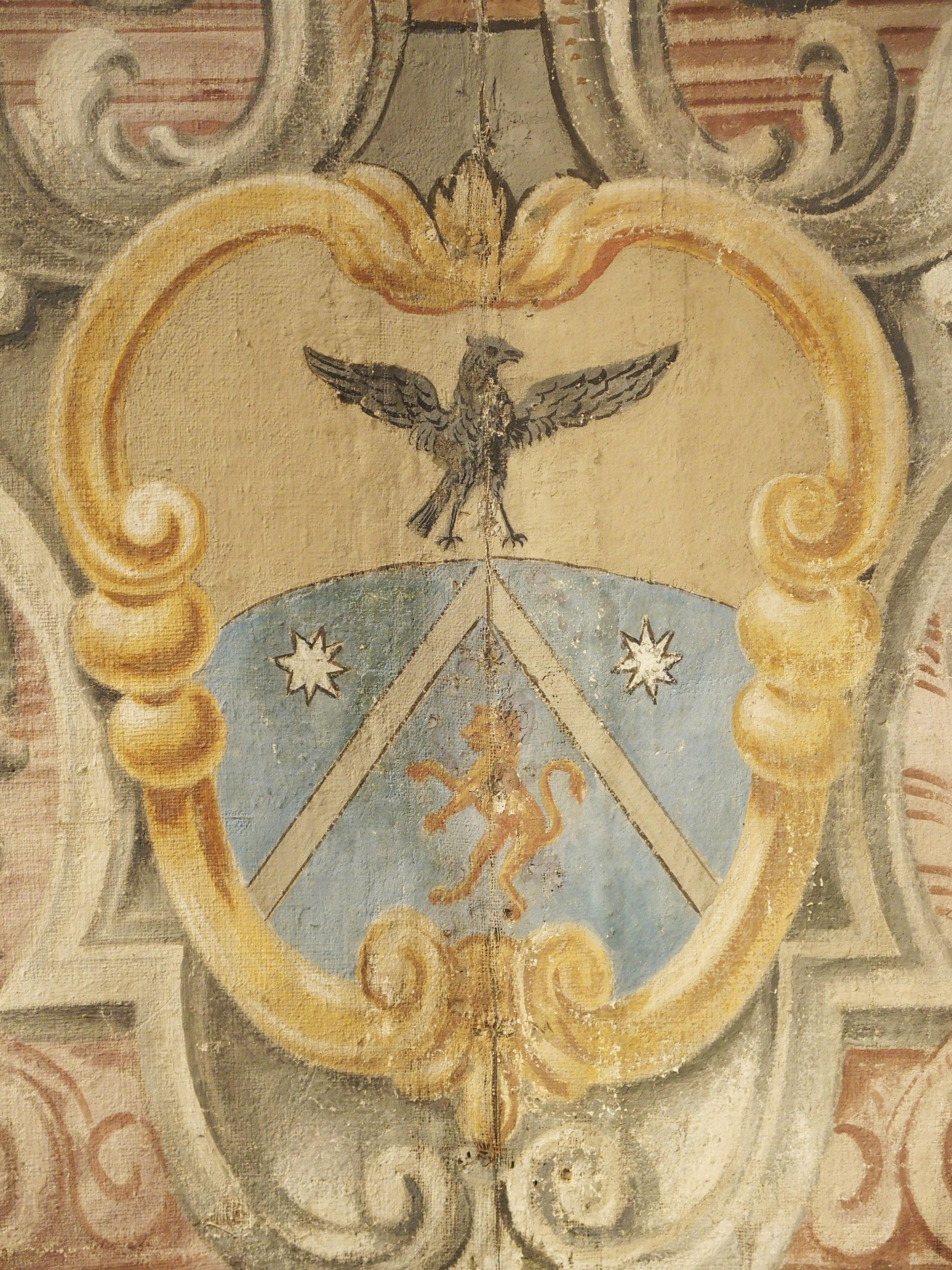 Spektakulärer bemalter sechsteiliger Wappen-Barockschirm mit Wappen aus Italien, um 1700 im Angebot 2
