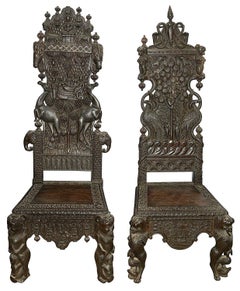 Spectacular Pair 19th Century Burmese Temple chairs.