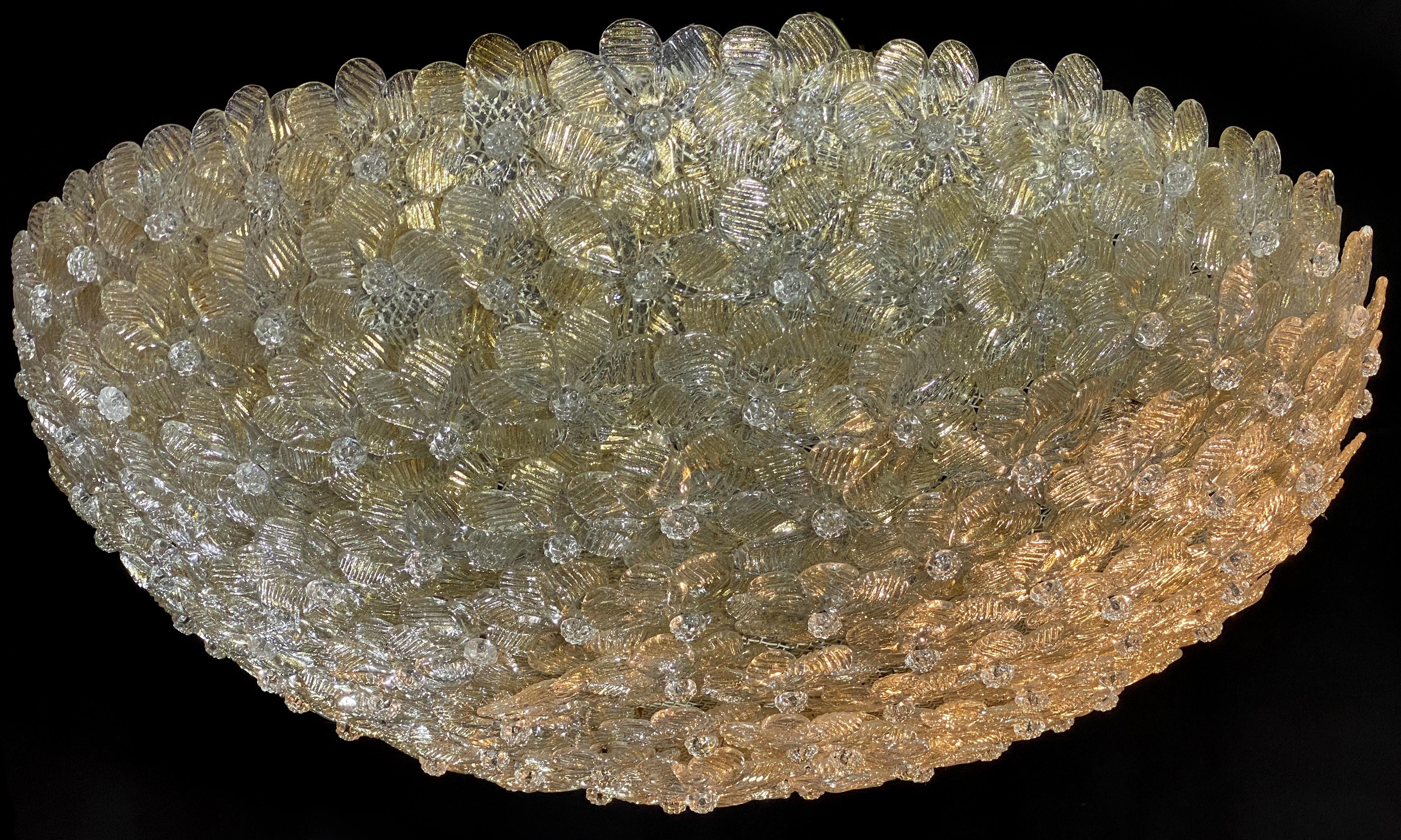 20ième siècle Plafonniers à fleurs géantes par Barovier & Toso, Murano, années 1980 en vente