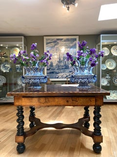 Spectacular Pair Large Round Tulip Vases or Tulipieres, 19th Century