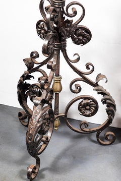 Spectacular Pair of 18th Century Iron Candlesticks