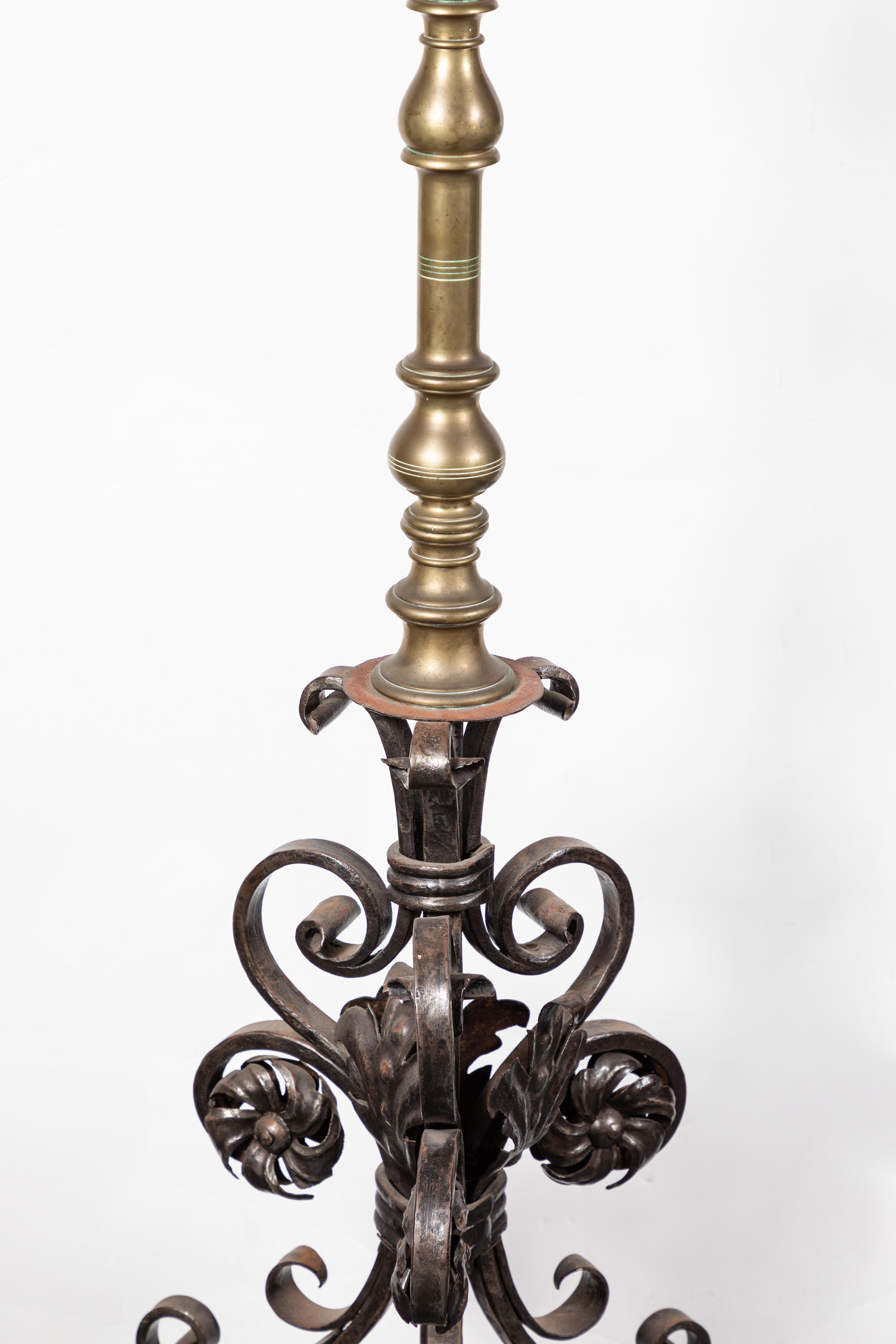 Spectacular Pair of 18th Century Iron Candlesticks 1