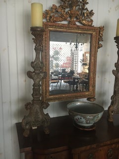 Spectacular Pair of 18th Century Italian Prickets, Great Old Worn Finish/Patina