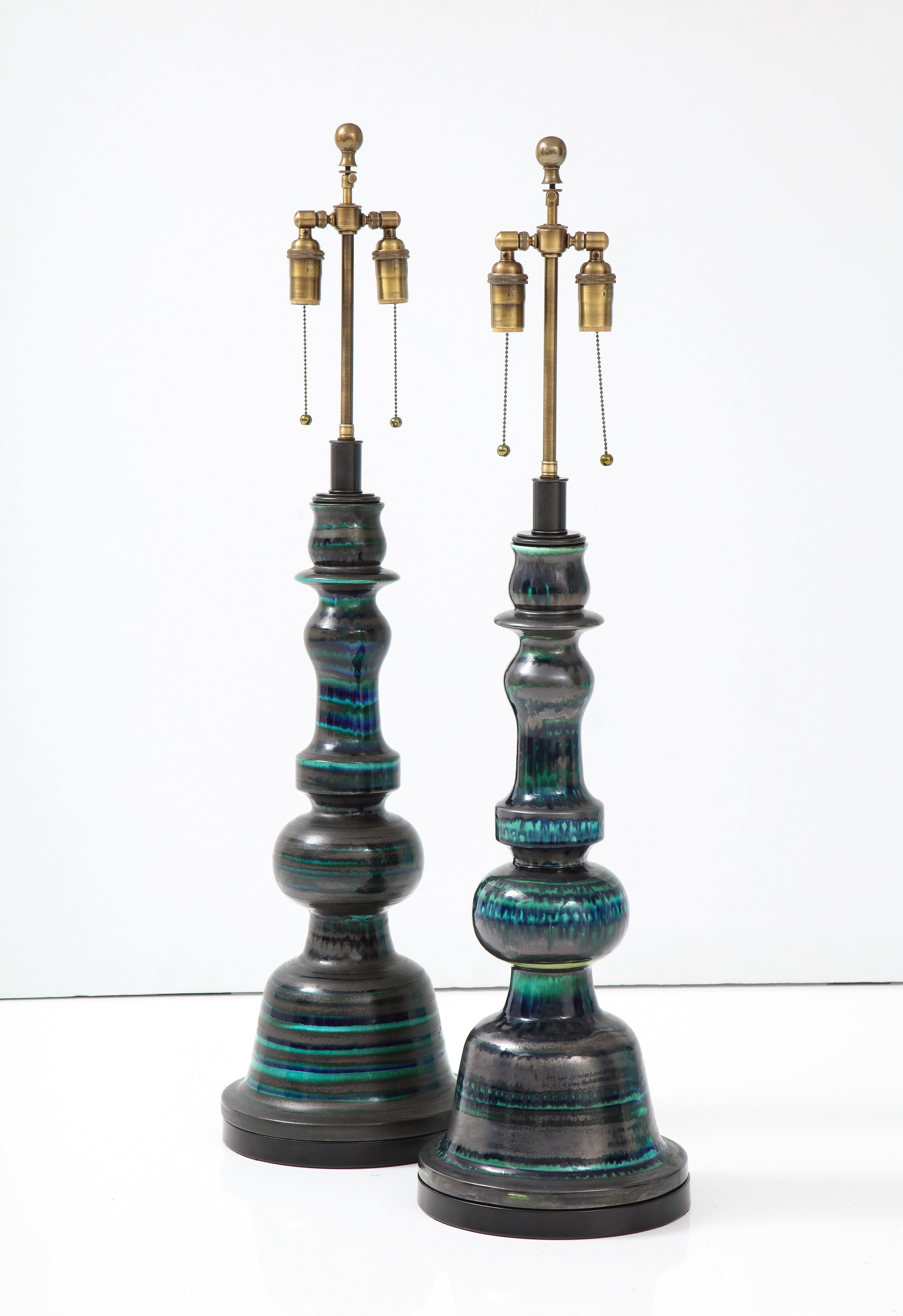 Mid-Century Modern Spectacular Pair of 1960's Italian Ceramic Lamps