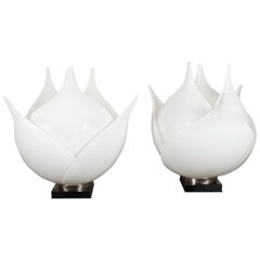 Spectacular pair of Artichoke lamps by Rougier