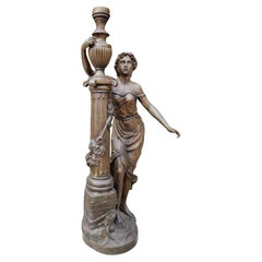 Spectacular Pair of Bronze Torch Holders. 19th century  From Venice H: 175cm
