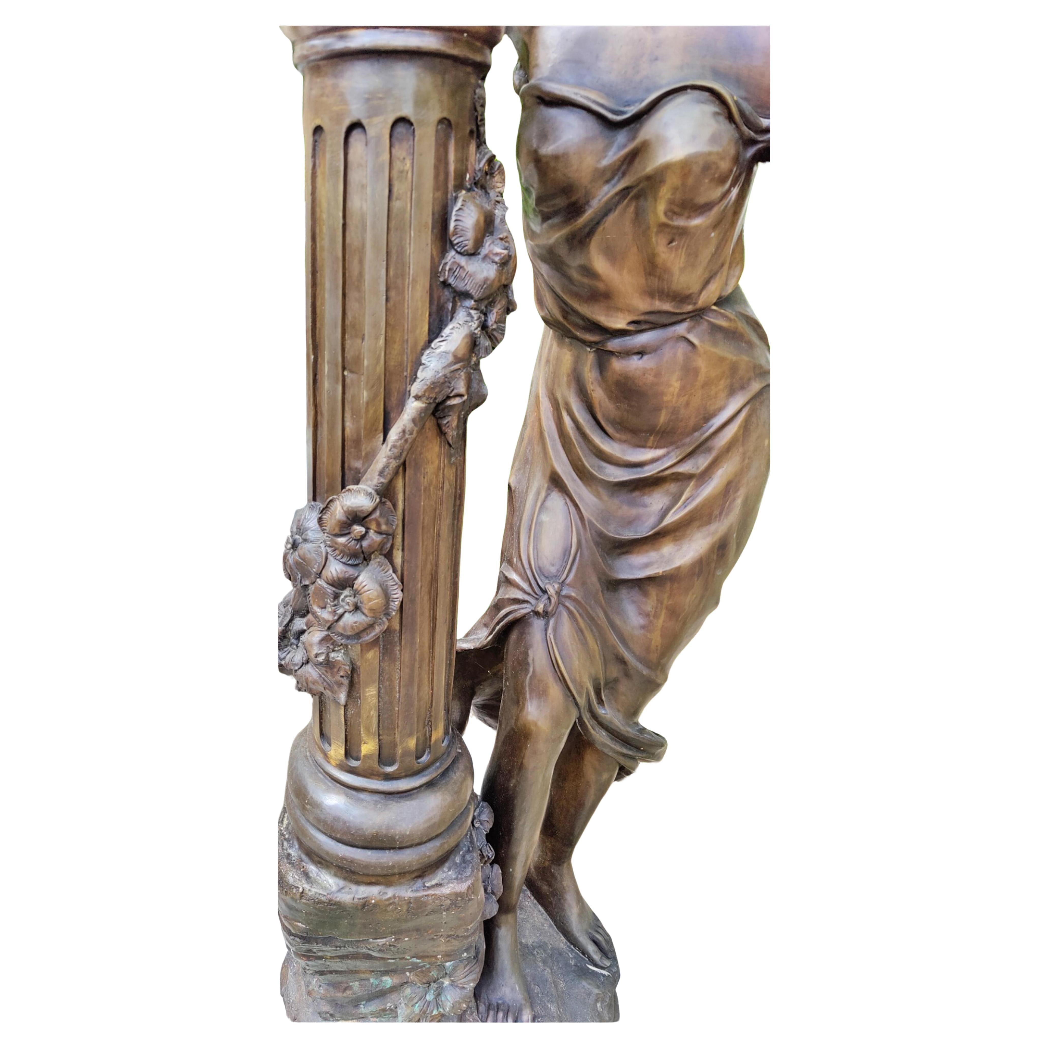 19th Century Spectacular Pair of Bronze Torch Holders. 19th century  From Venice H: 175cm For Sale