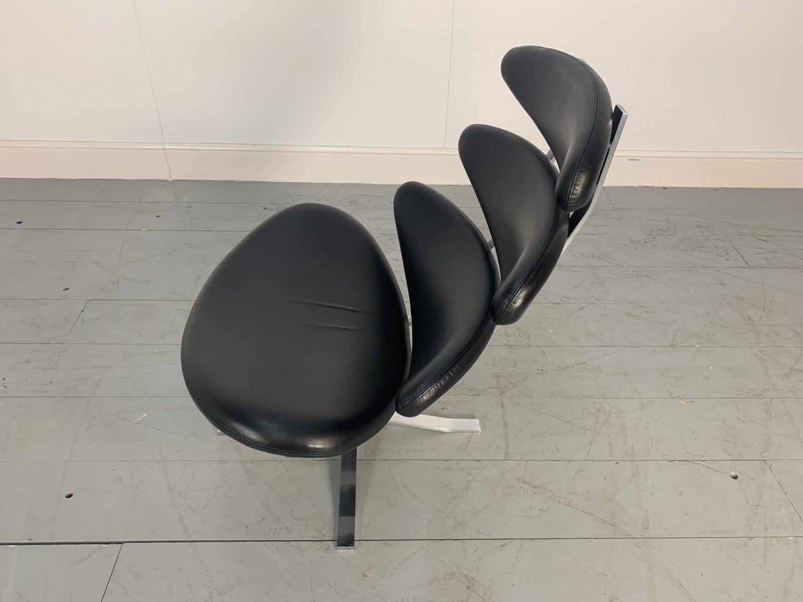 Spectacular Pair of Erik Jorgensen “Corona” EJ5 Chairs in Black “Apache” Leather For Sale 7