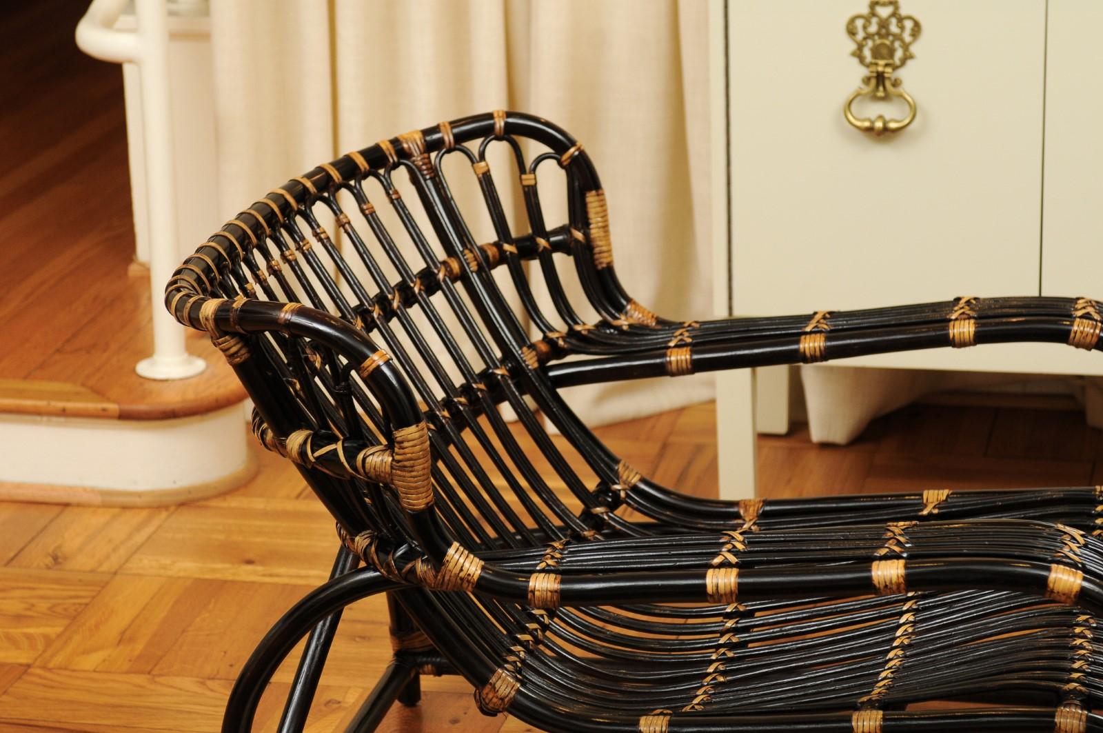Spectaculaire paire de fauteuils de salon en rotin Art Déco Espresso et Caramel, vers 1940 en vente 5