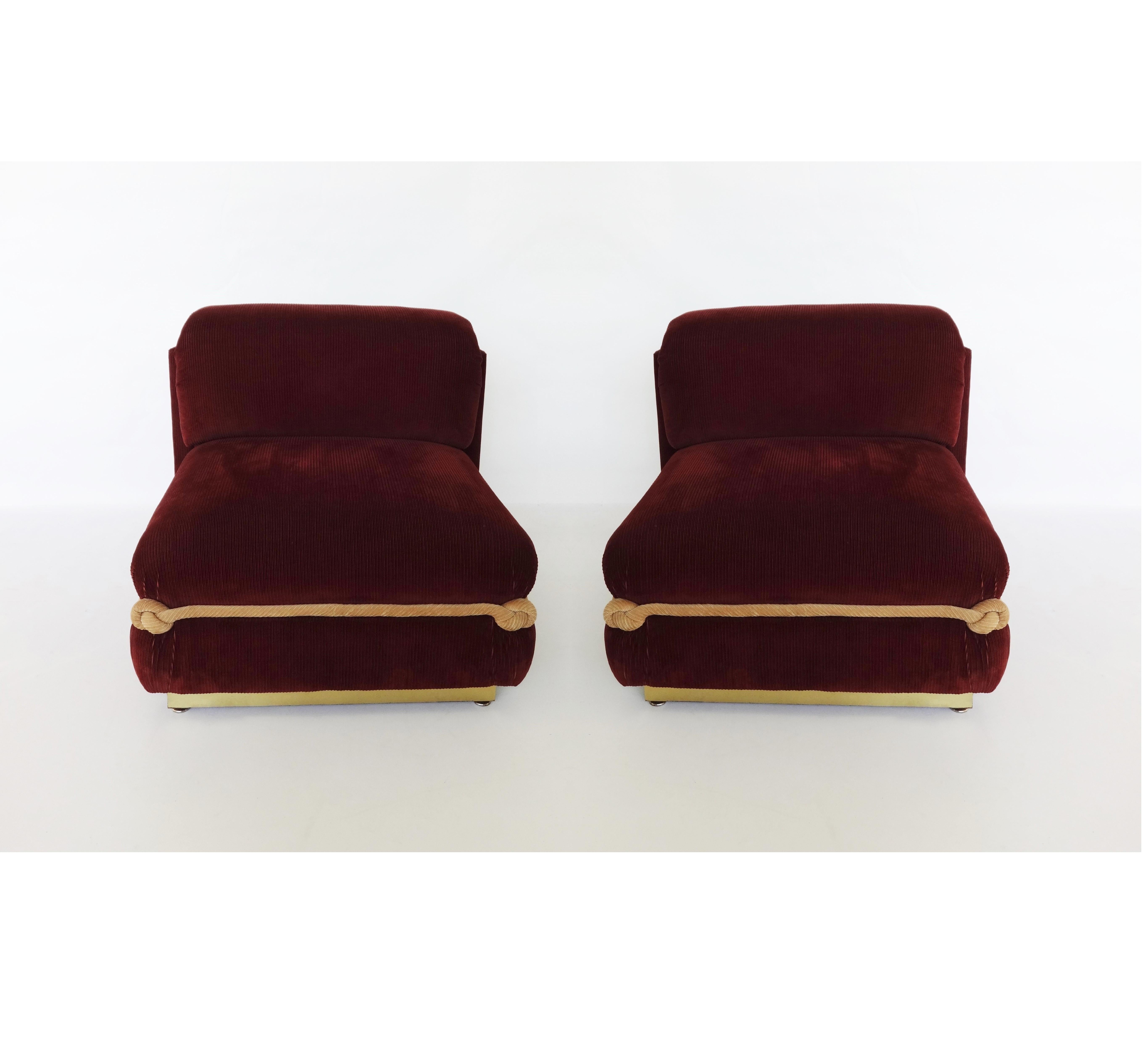 Français Spectaculaire paire de chaises Art Déco françaises avec bases en laiton en vente