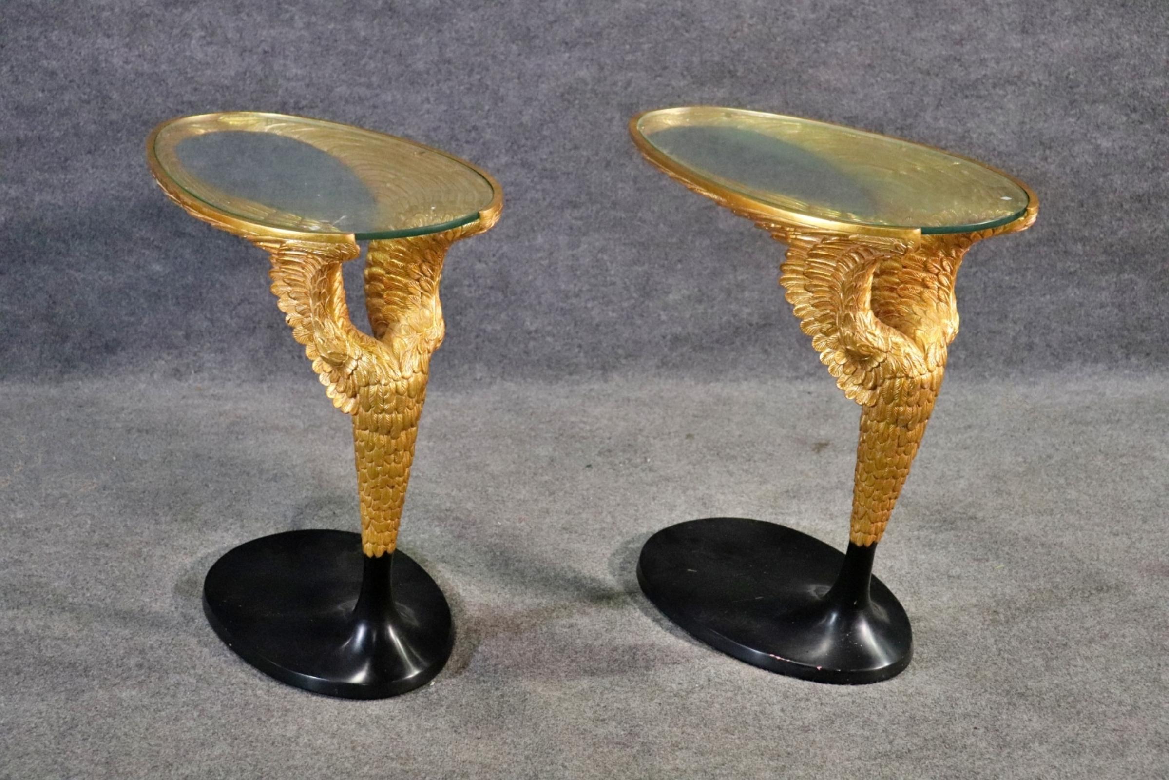 Spectacular Pair of Gilded Wood Jonathan Charles Style Empire Winged Sofa Tables 2
