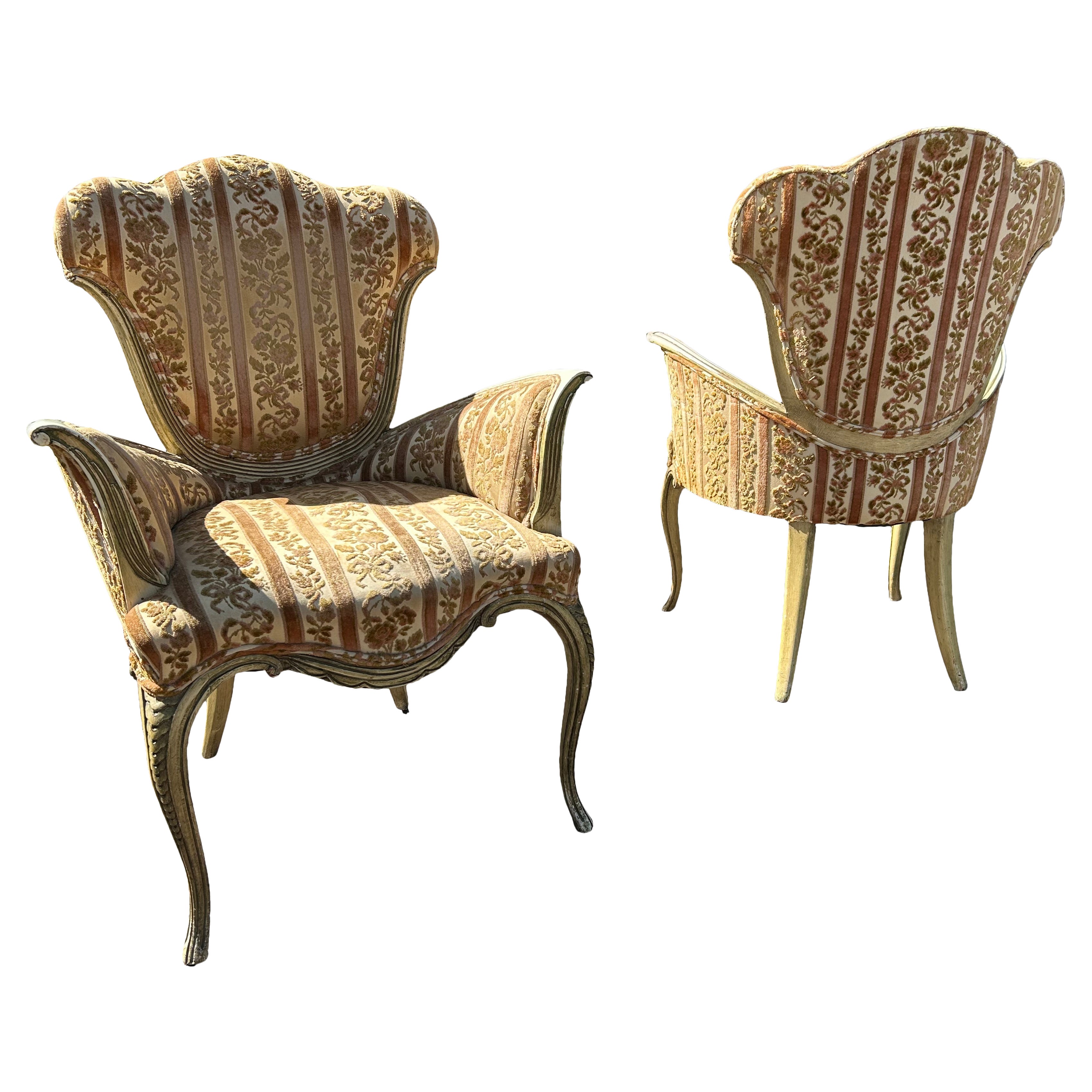 Spectaculaire paire de chaises longues à accoudoirs Grosfeld House Hollywood Regency Modern en vente