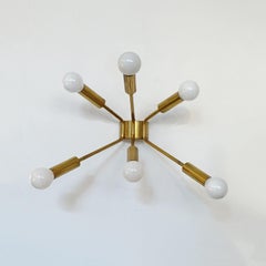 Spectacular pair of Italian 1950s Brass Sputnik Wall Lamps