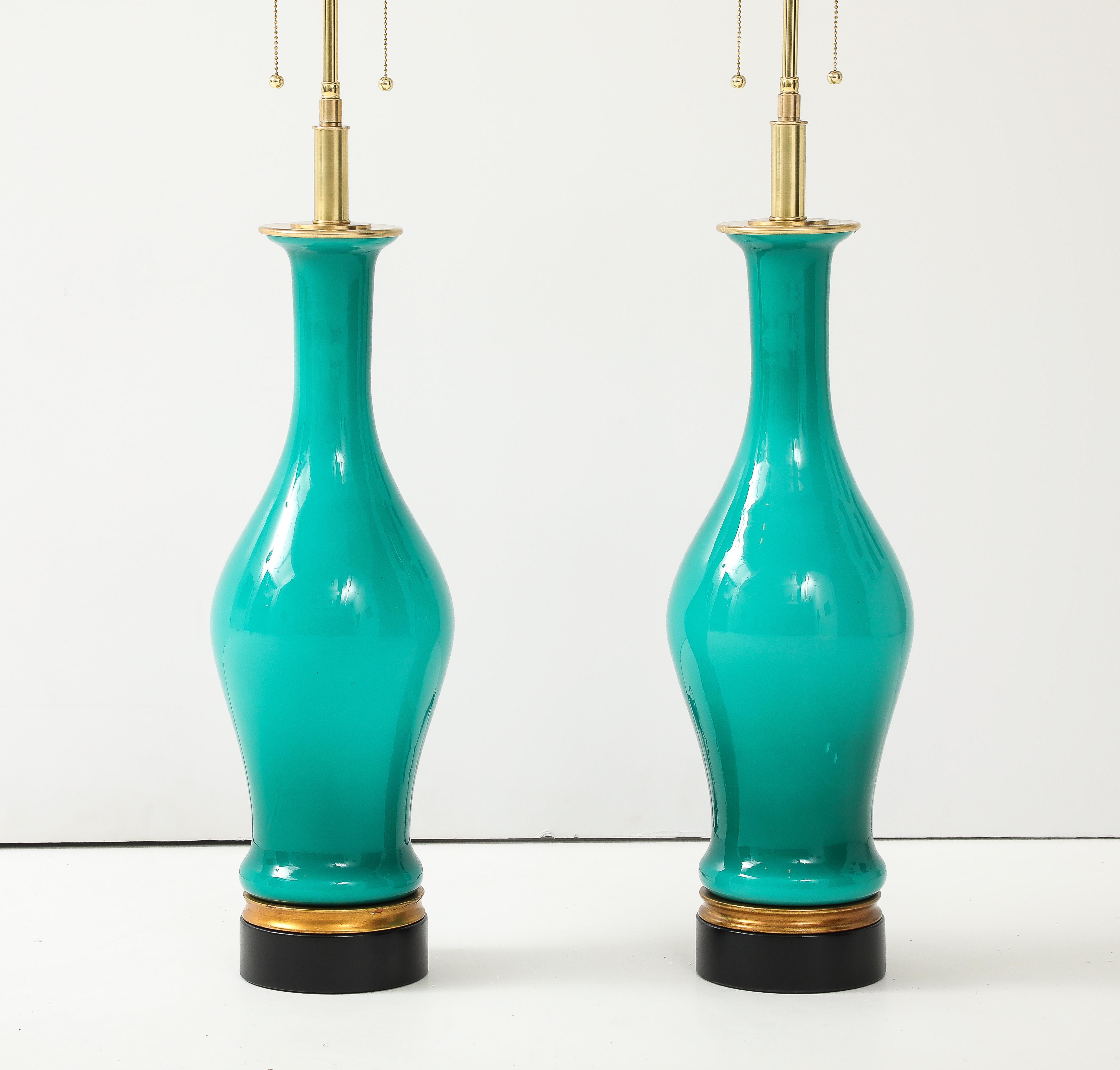 Mid-Century Modern Spectaculaire paire de grands  Lampes en verre de Murano. en vente