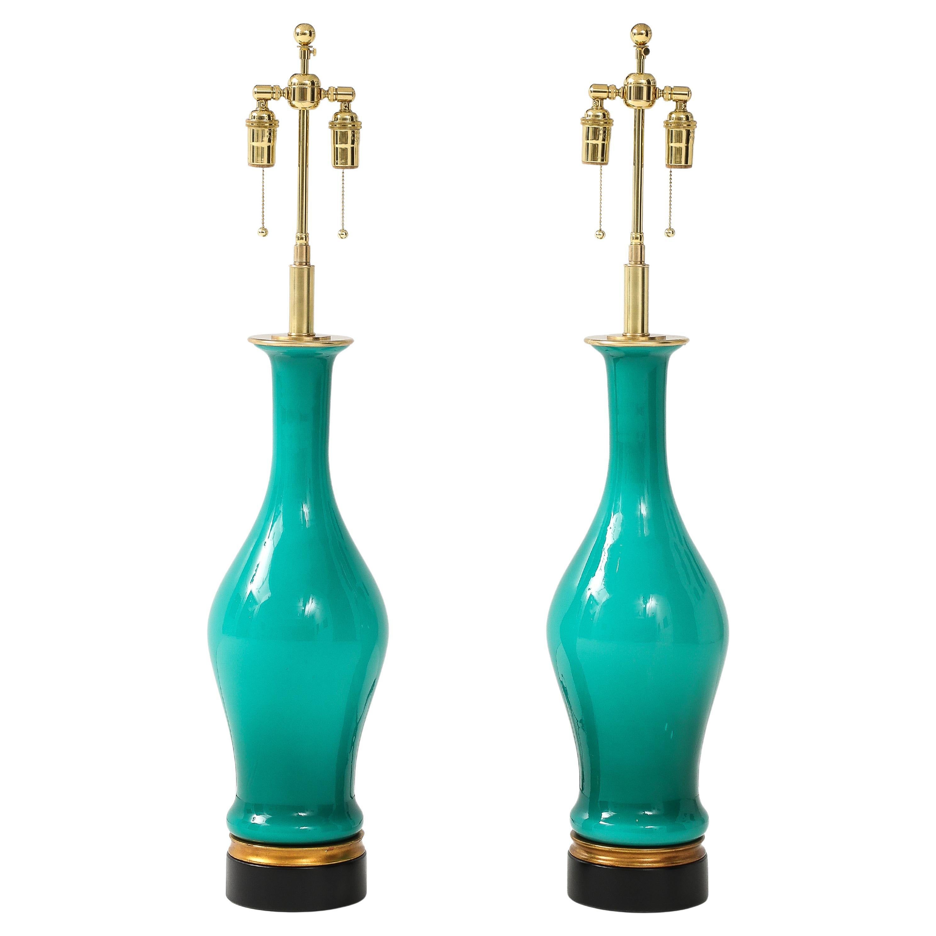 Spectacular Pair of Large  Murano Glass Lamps.