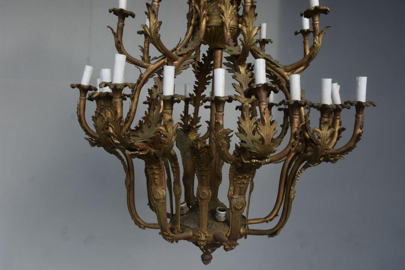 Spectacular Pair of Louis XV Style Chandeliers 36 Lights 1