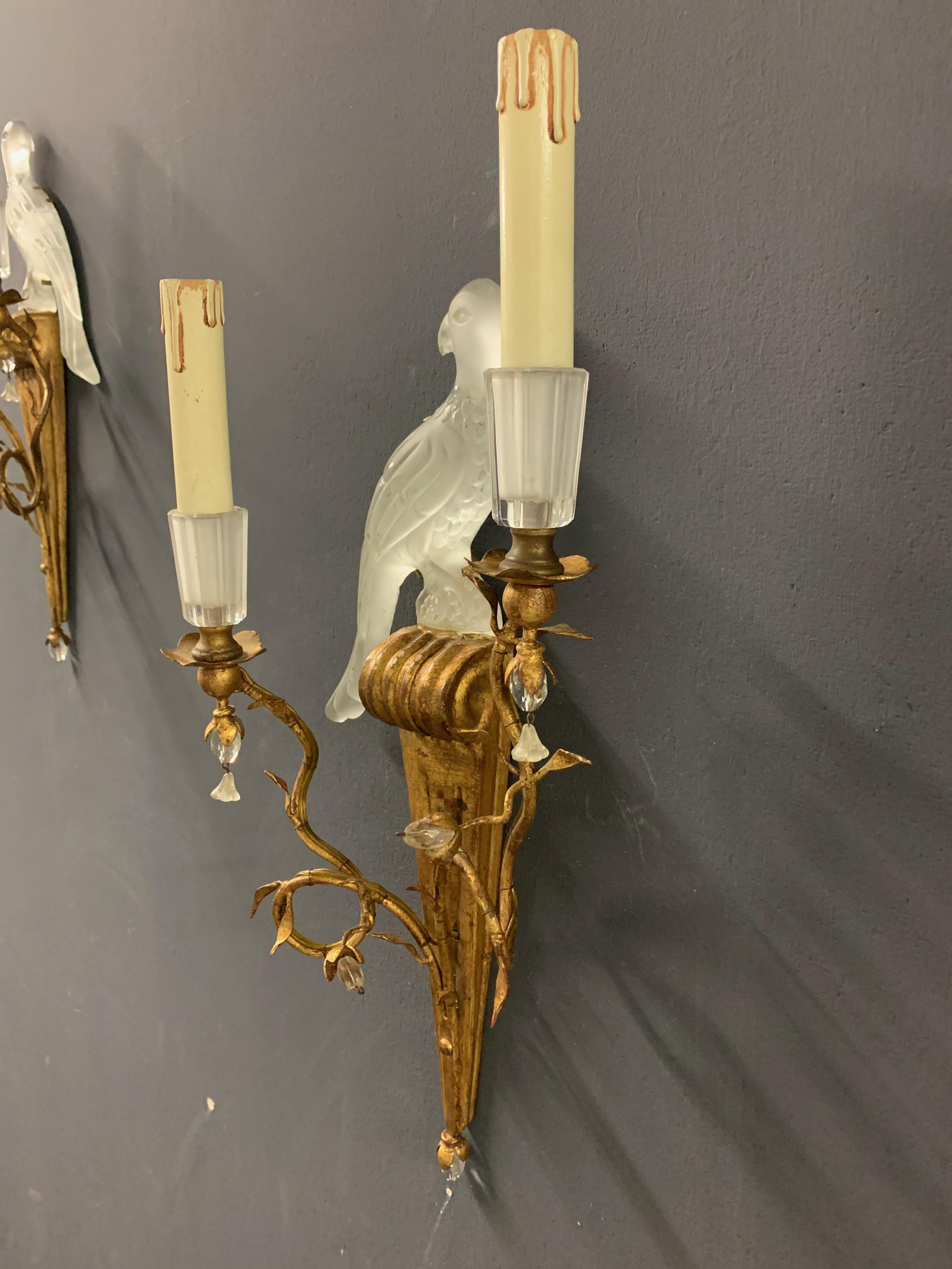 Spectacular Pair of Maison Baguès Crystal Sconces 4