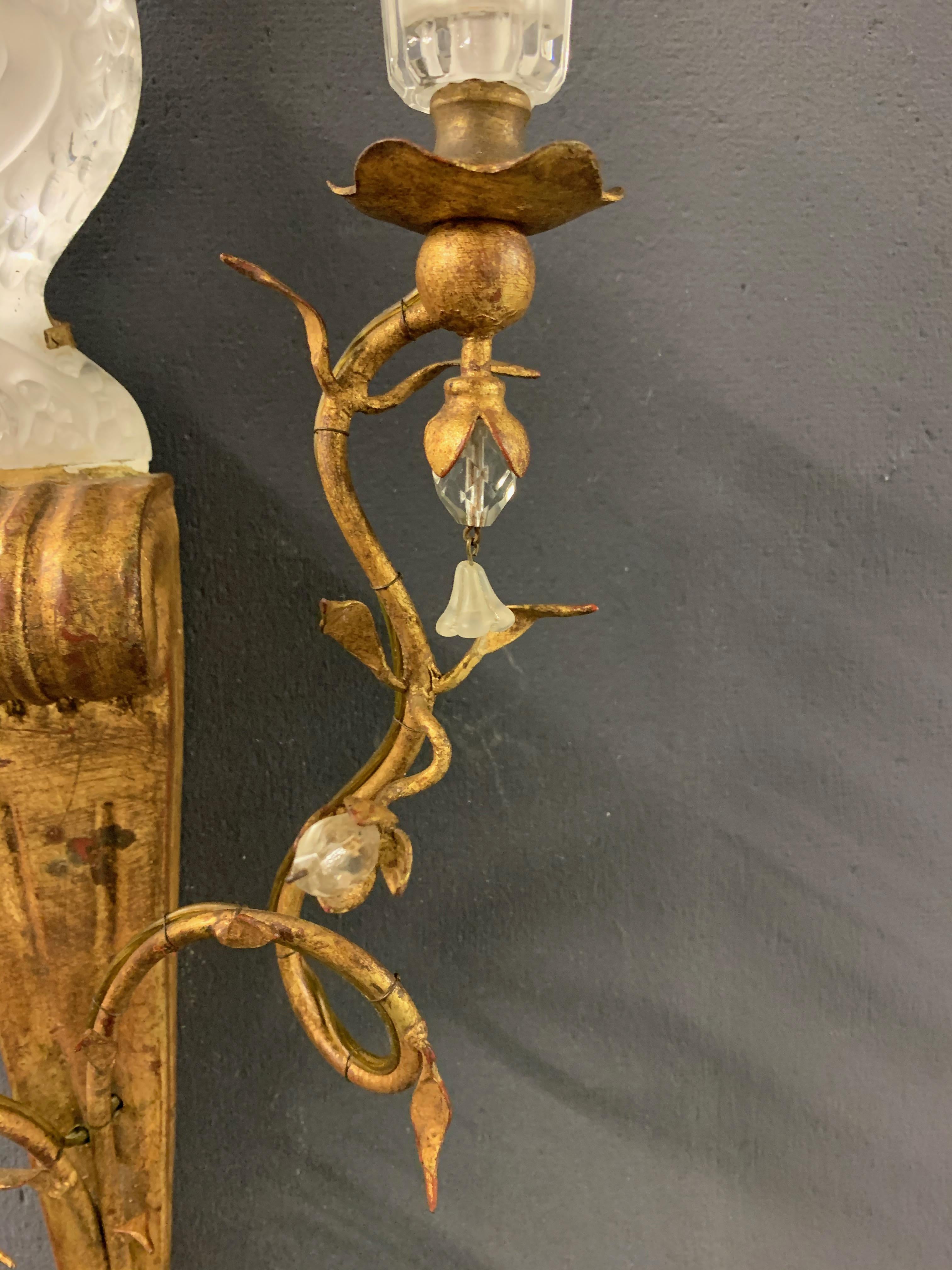 Spectacular Pair of Maison Baguès Crystal Sconces 10