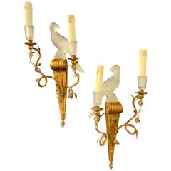 Spectacular Pair of Maison Baguès Crystal Sconces