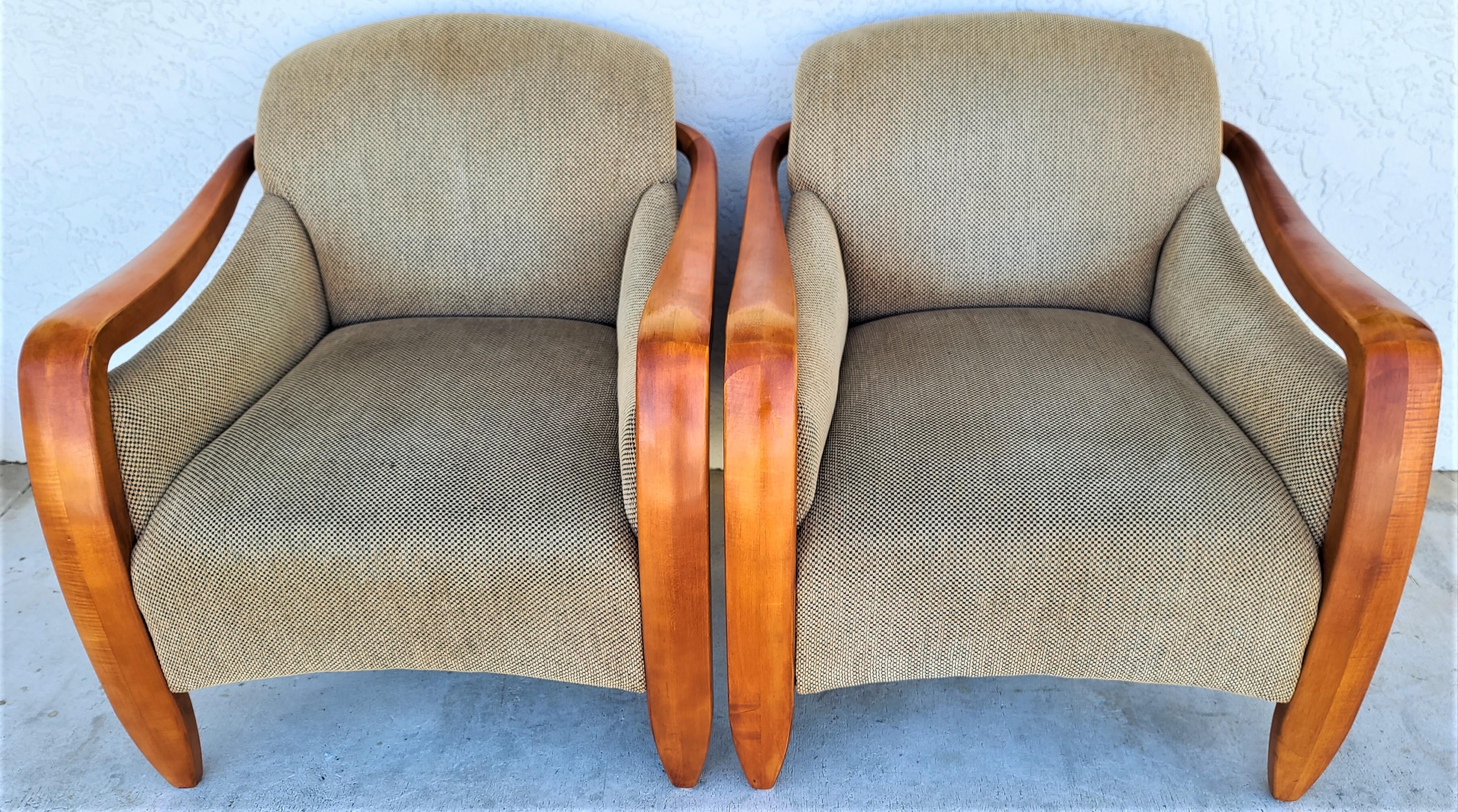 Spectacular Pair of Mid-Century Modern Upholstered Lounge Chairs 5