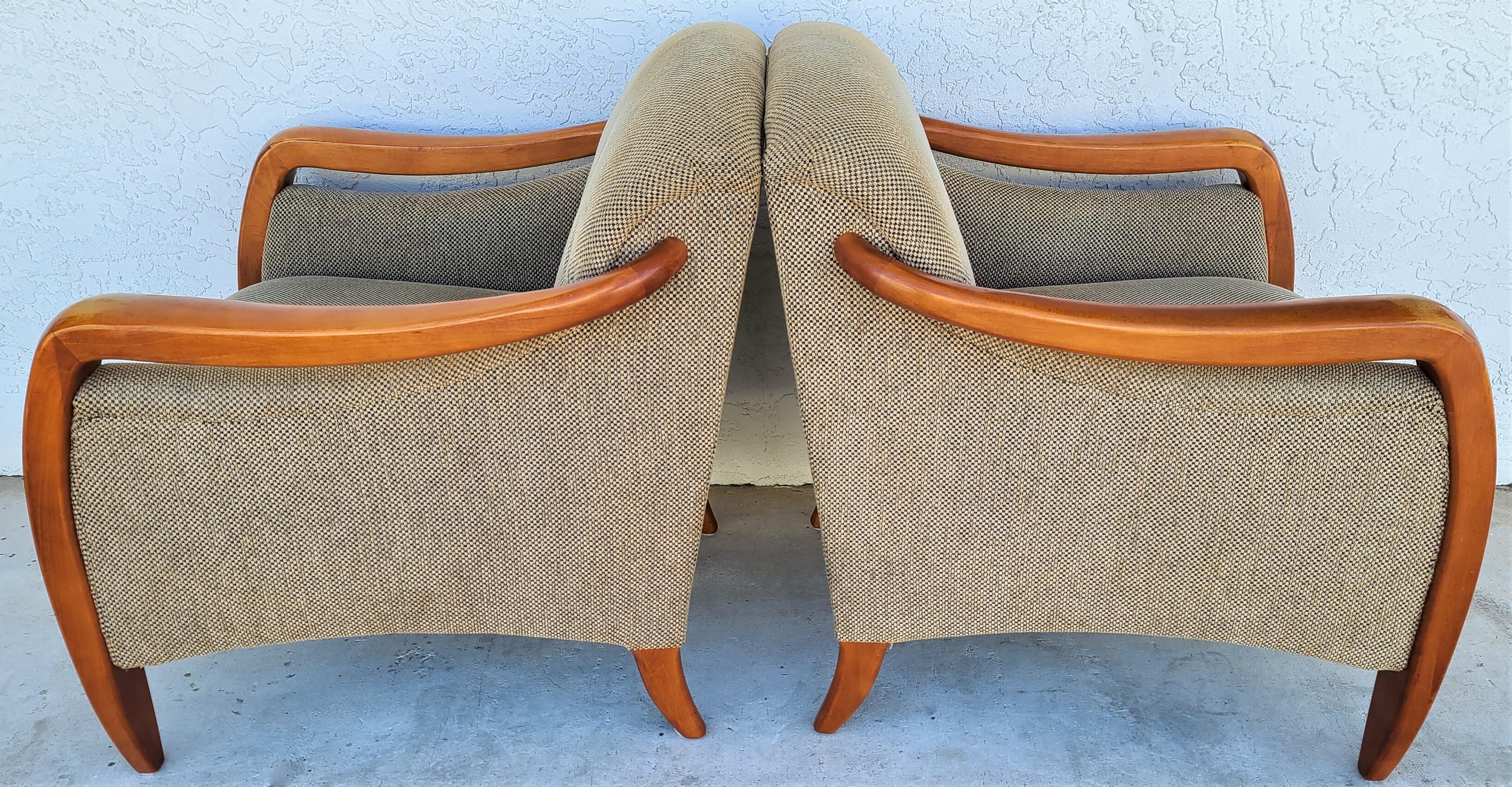 Spectacular Pair of Mid-Century Modern Upholstered Lounge Chairs In Good Condition In Lake Worth, FL