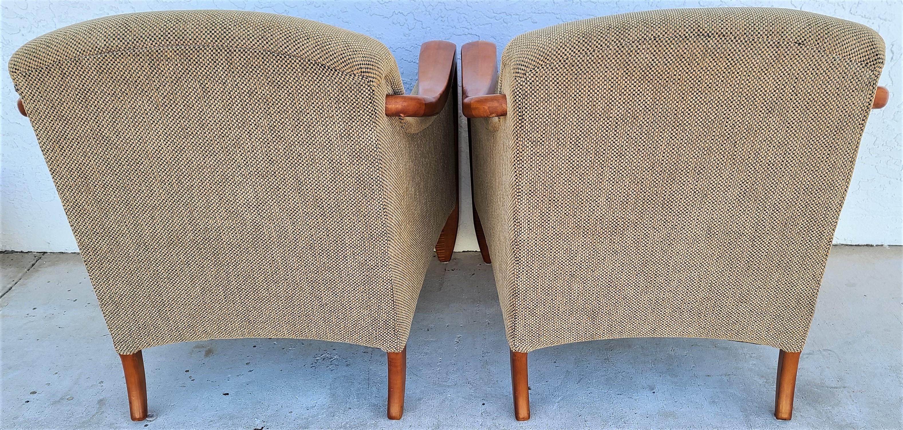 Late 20th Century Spectacular Pair of Mid-Century Modern Upholstered Lounge Chairs