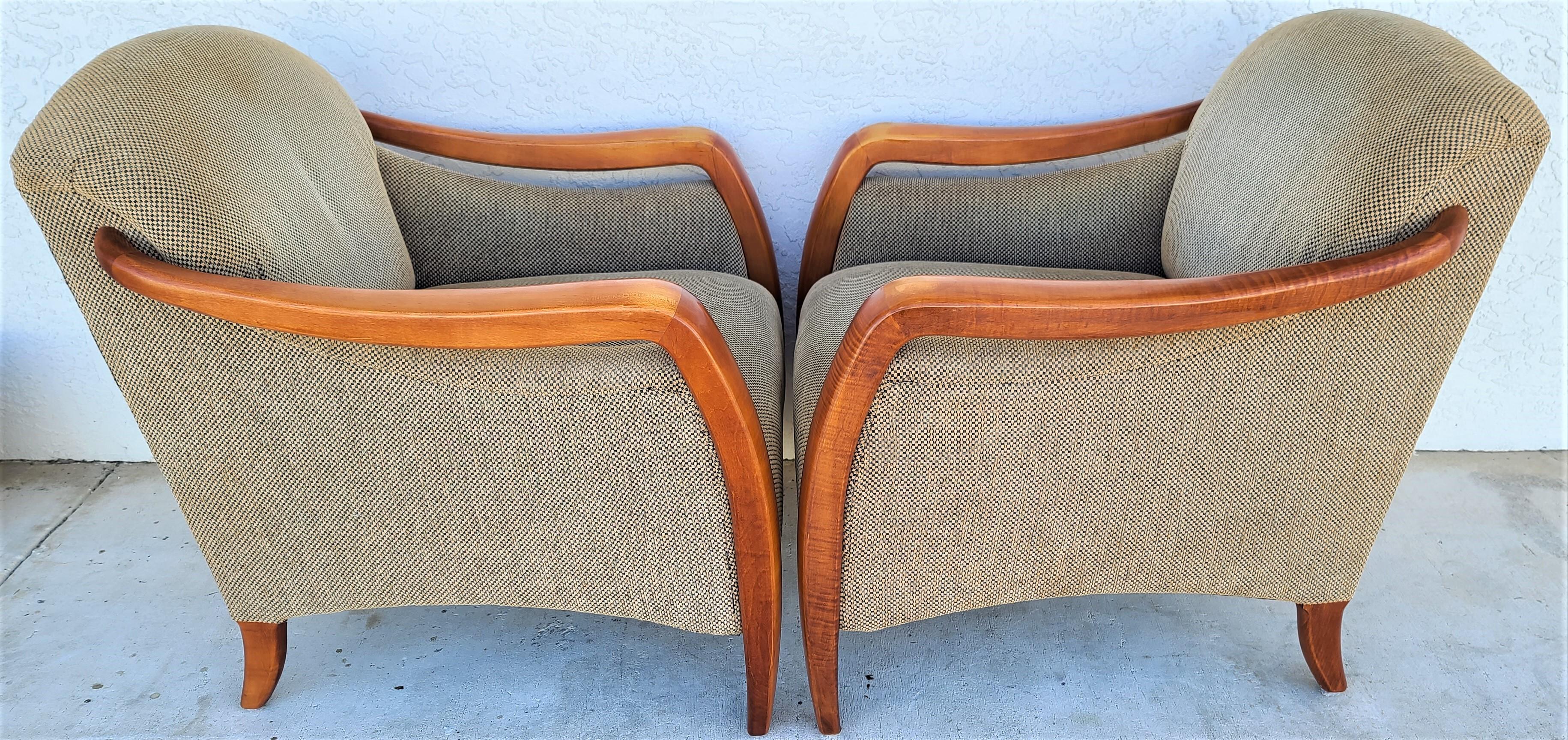 Cotton Spectacular Pair of Mid-Century Modern Upholstered Lounge Chairs