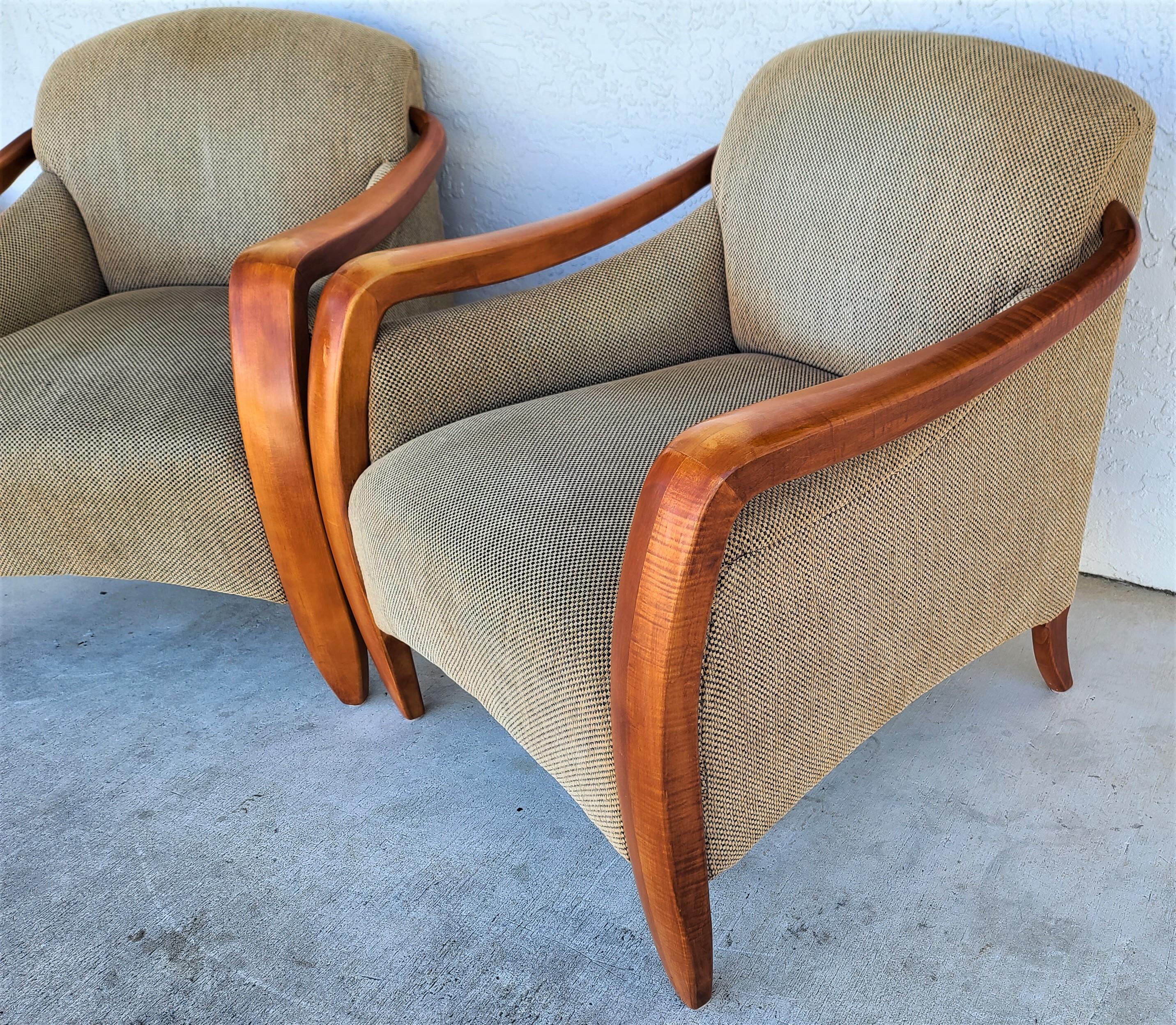 Spectacular Pair of Mid-Century Modern Upholstered Lounge Chairs 1
